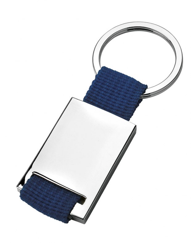 KEY RING WITH DARK BLUE FABRIC