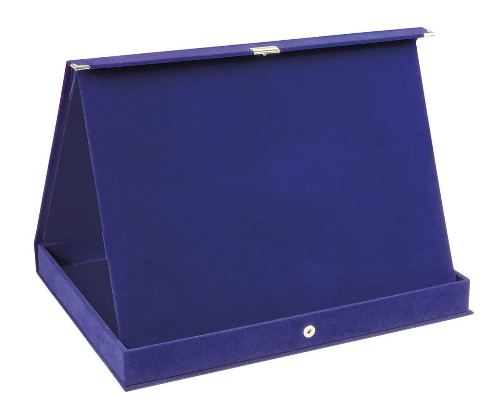PLAQUE BOX 21X17 CM IN BLUE VELVET