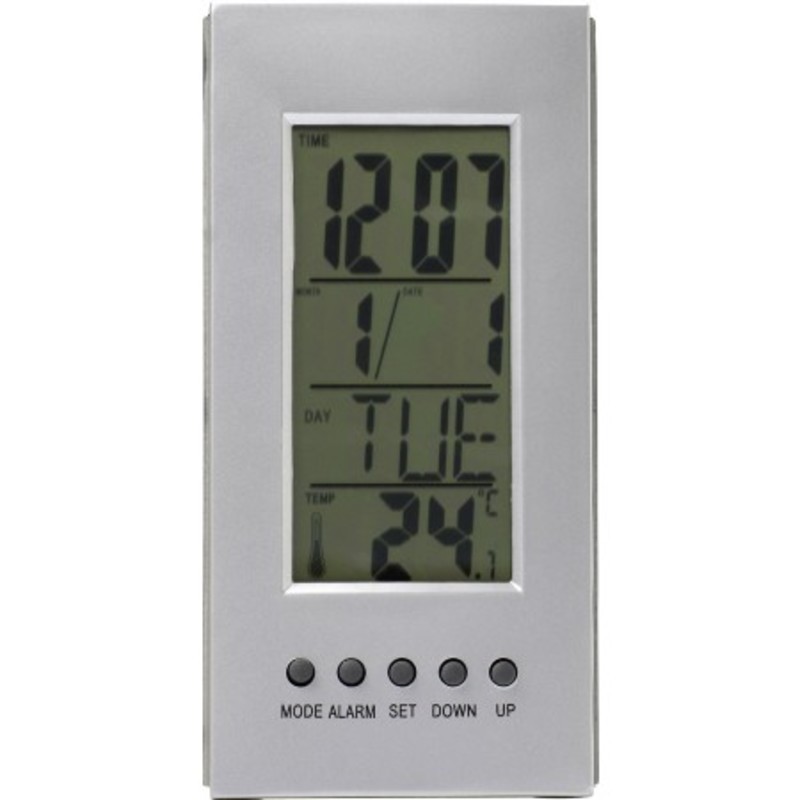 Desk clock with thermometer