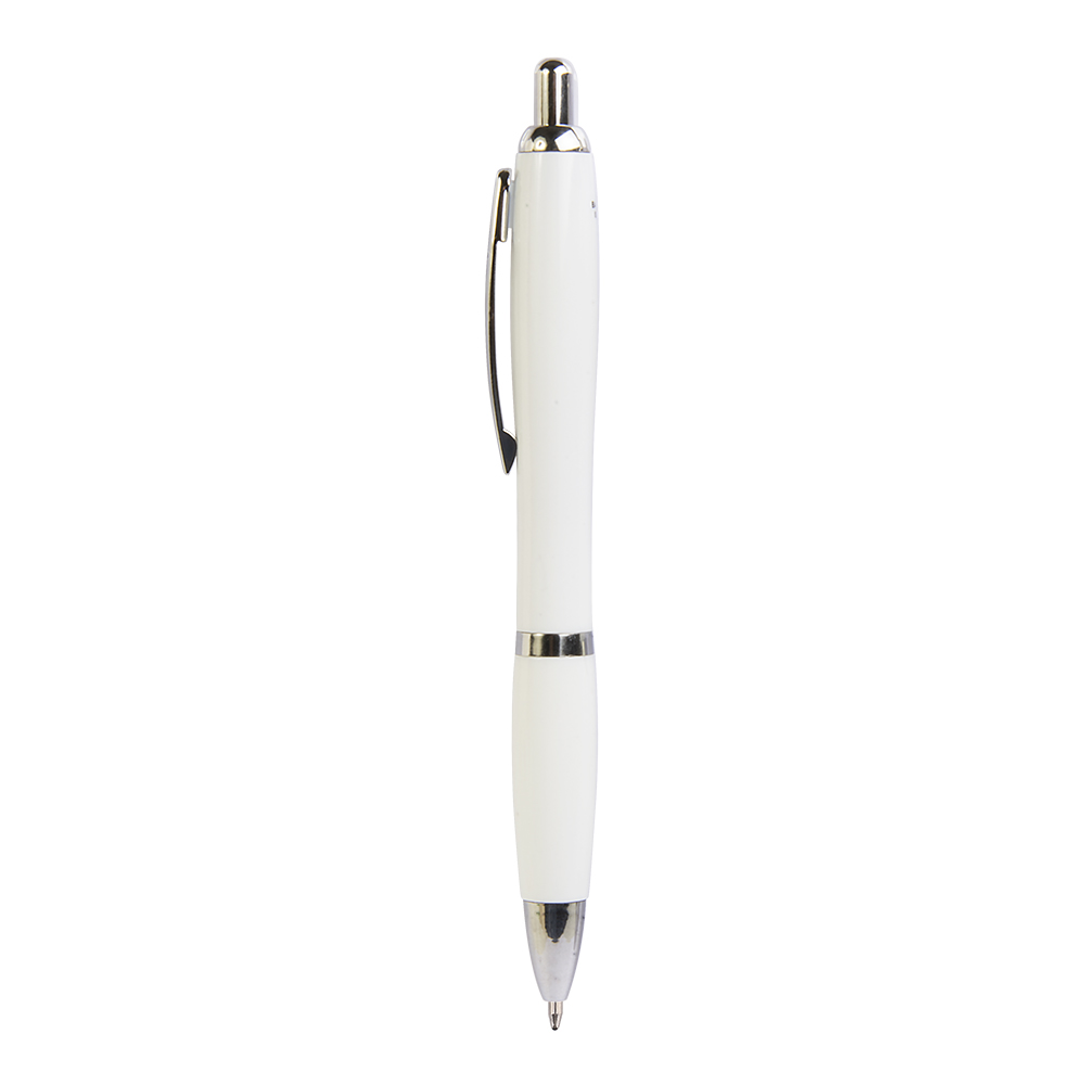 ABS plastic ballpen with antibacterial barrel. Metal clip. ISO 22196. White
