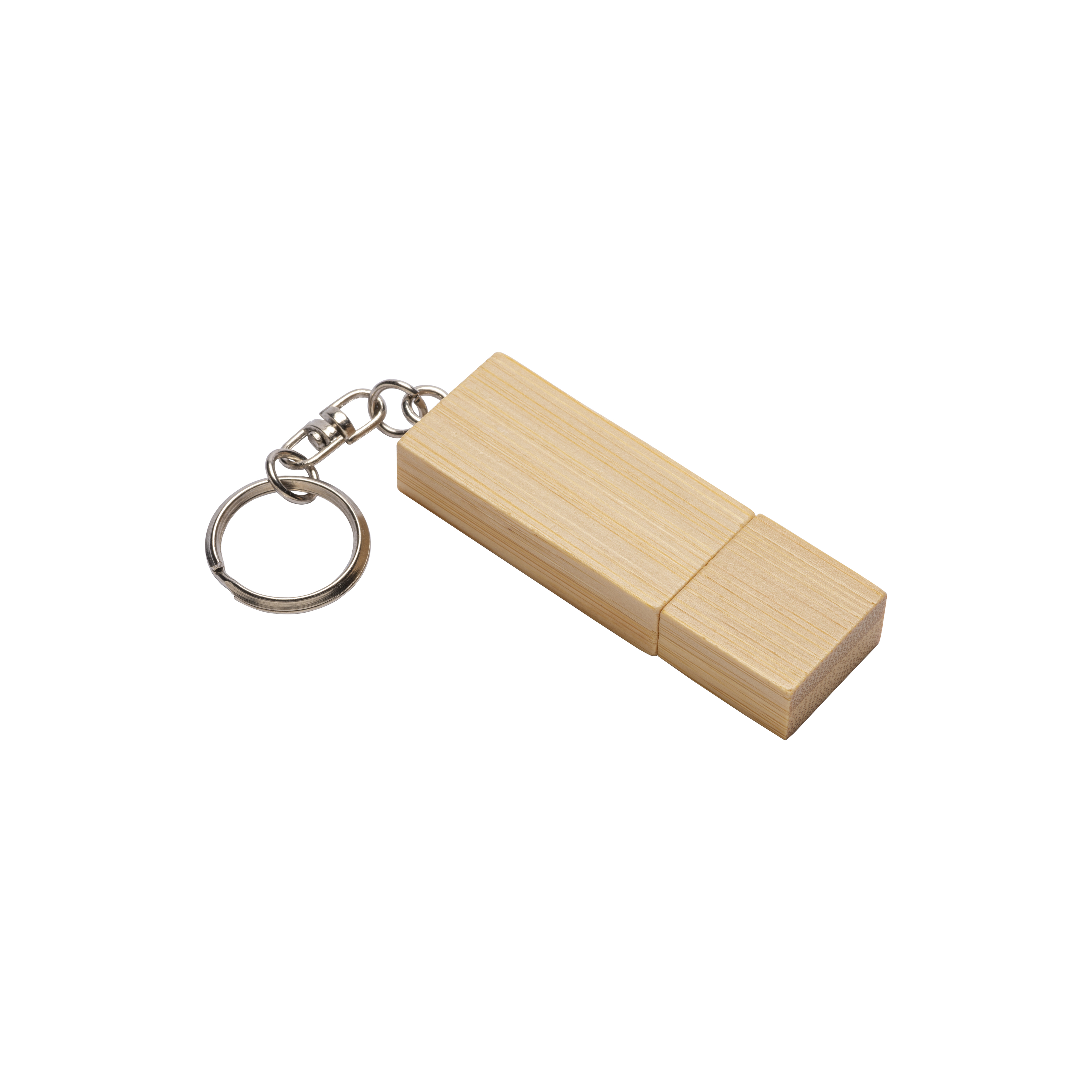 4 GB wooden pen drive with metal key ring. Upload on request with delivery in 2 weeks Natural