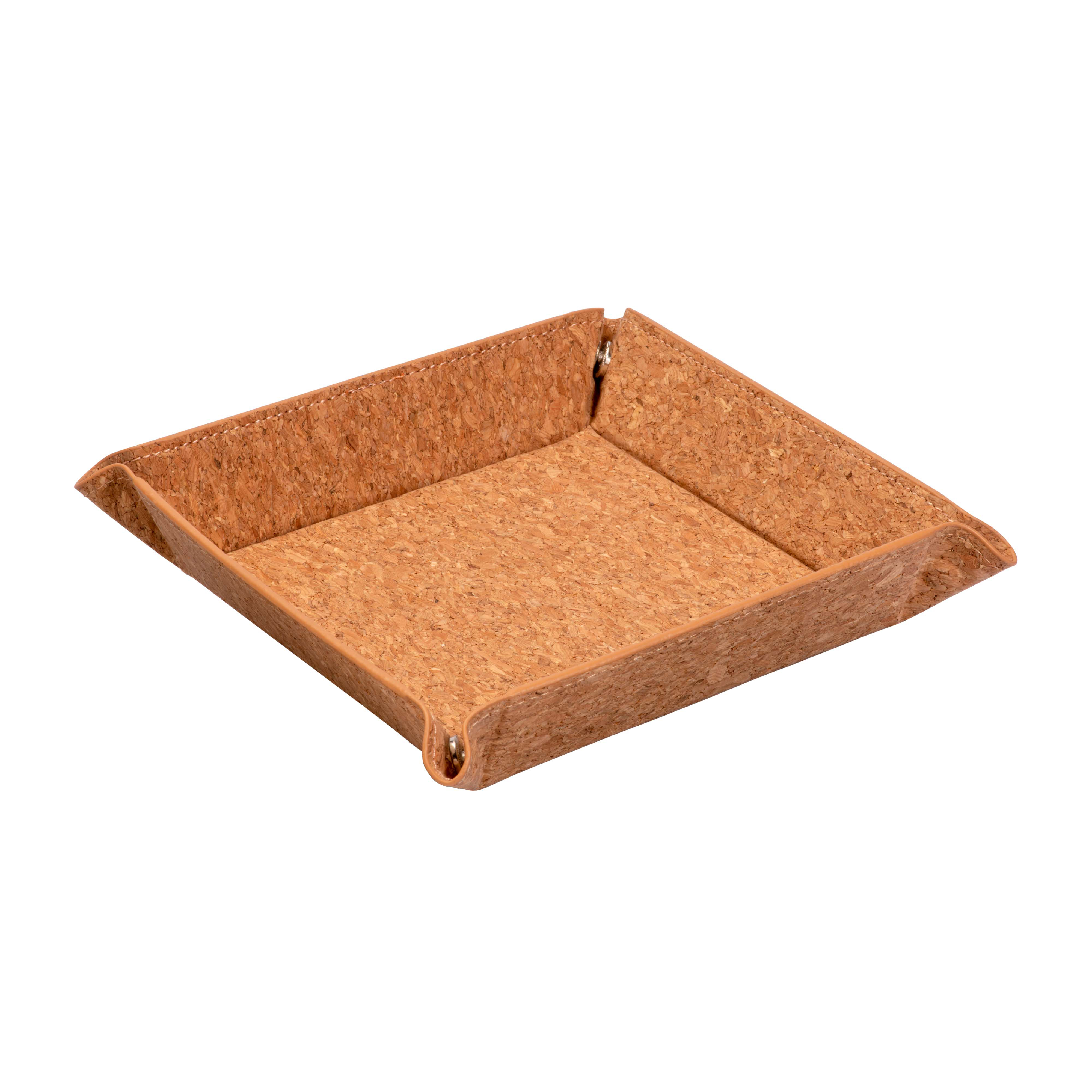 Cork tray with press buttons. Natural
