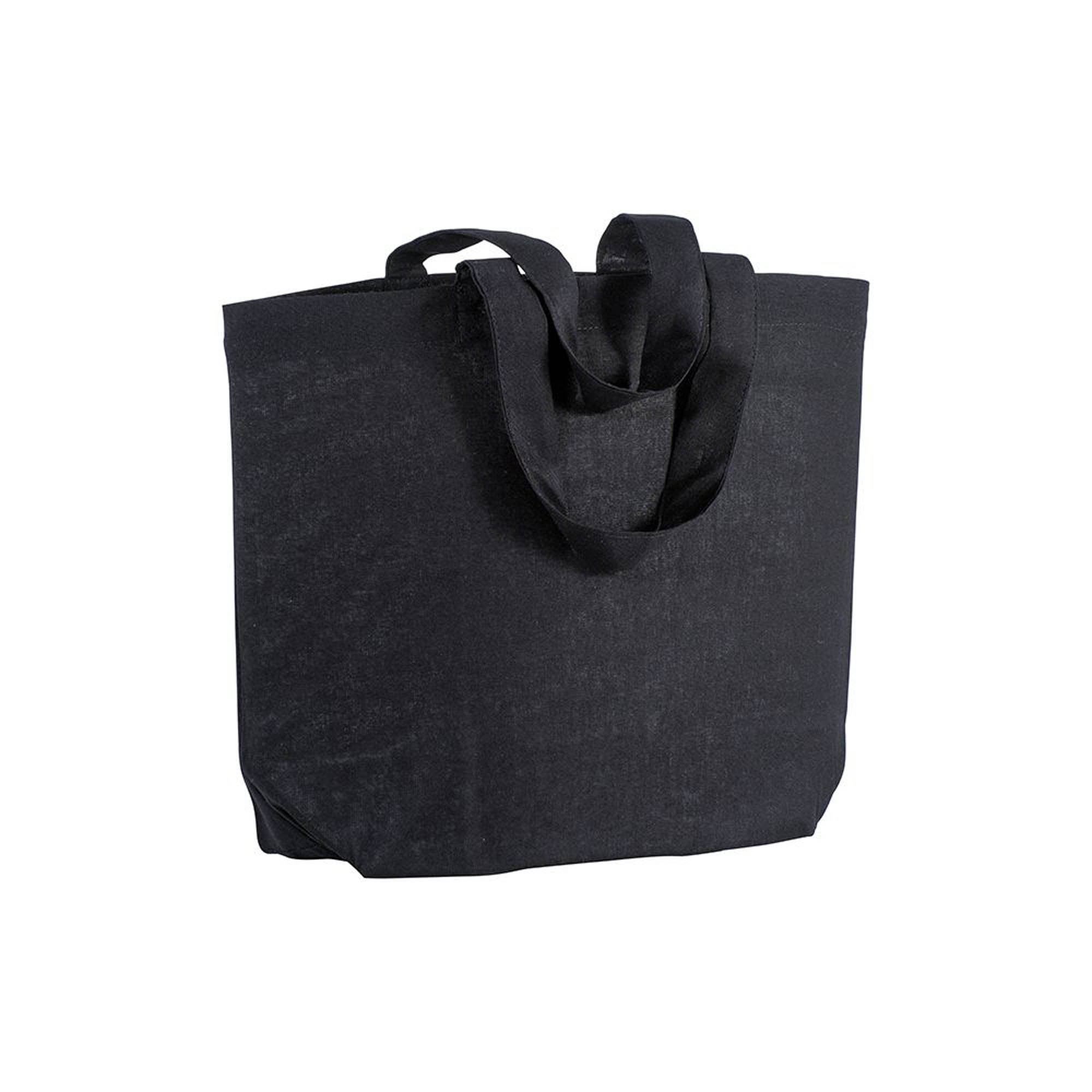 120 g/m2 cotton shopping bag, short handles and bottom gusset Black