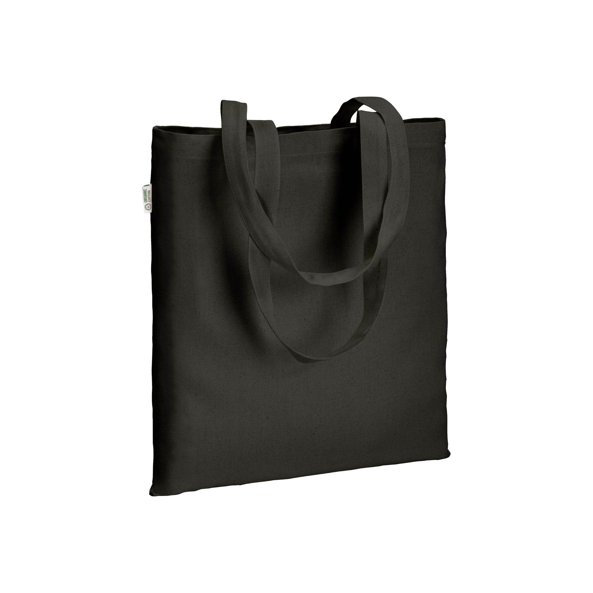 220/g m2 organic cotton shopping bag, long hanles Black