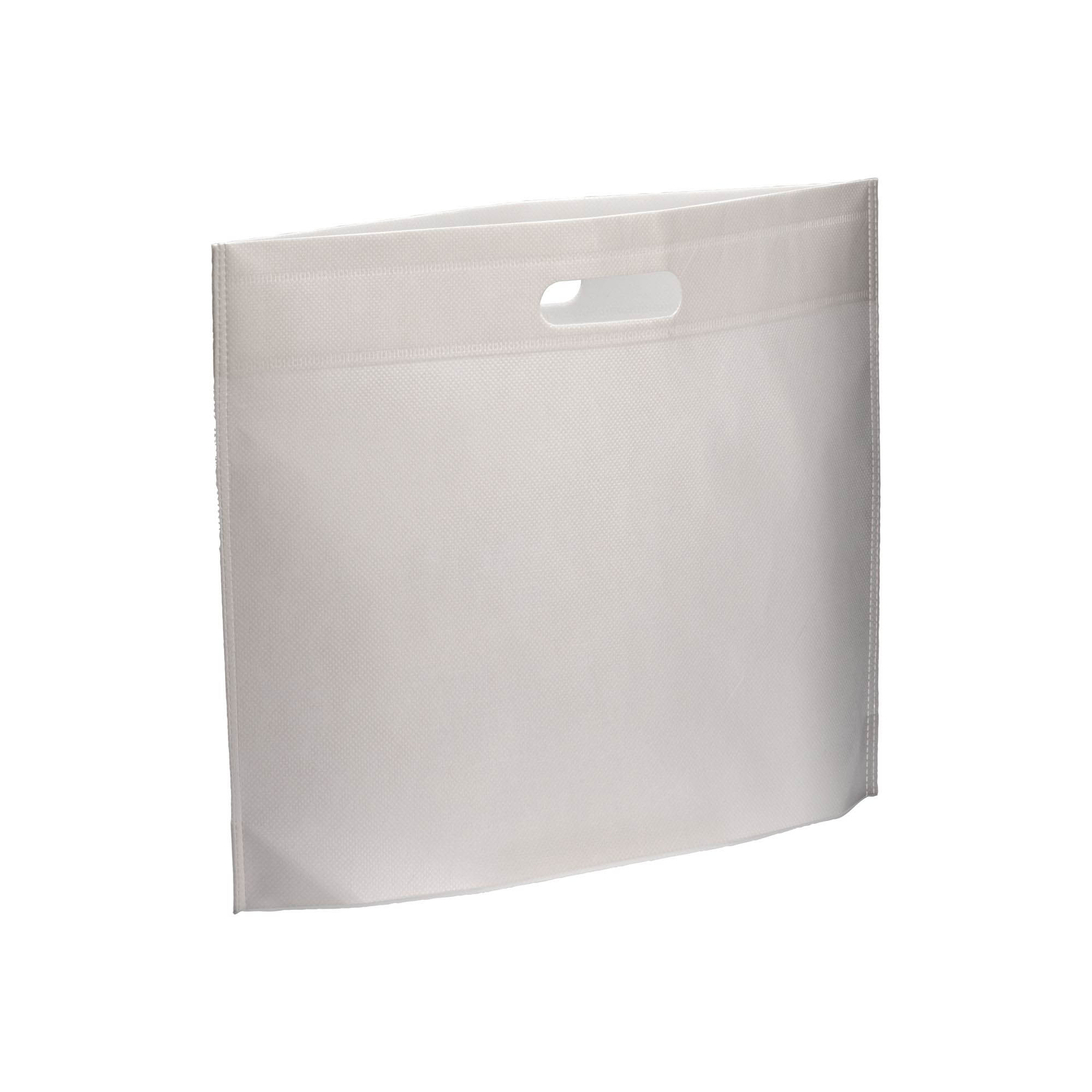 70 g/m2 R-pet heat-sealed shopping bag, die-cut handles. White