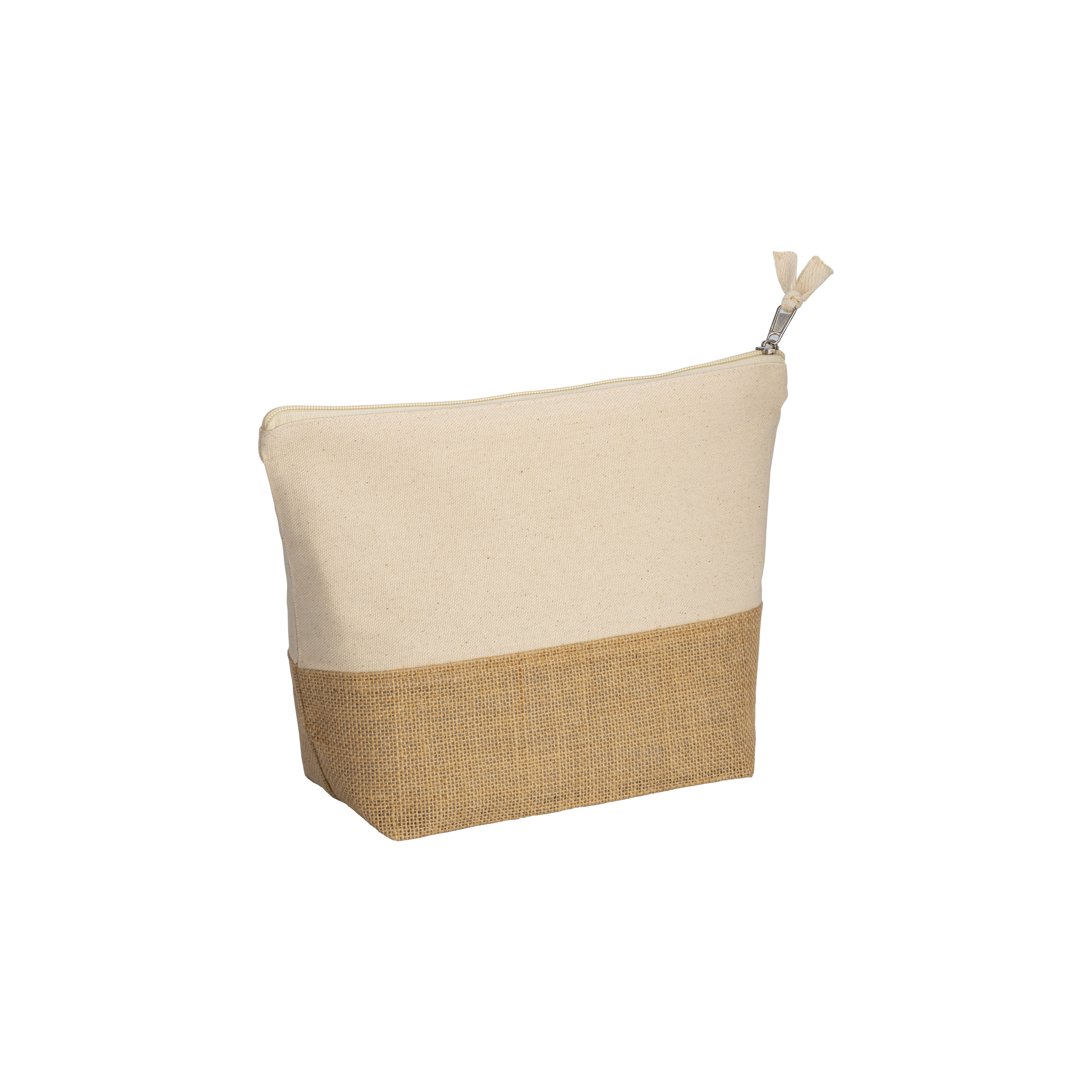 290g/ m2 cotton beauty case , with jute base and zip closure Natural