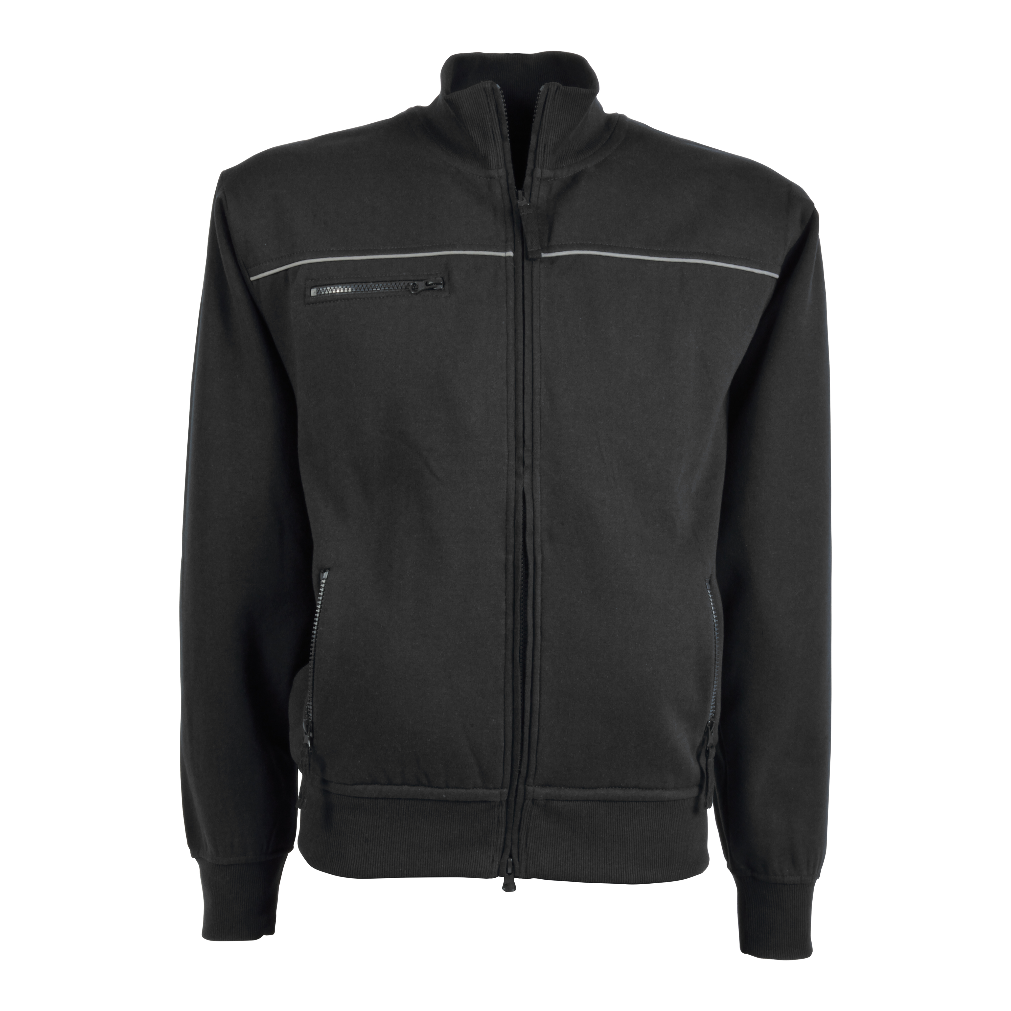 Men sweatshirt with full zipper, 60% cotton/40% polyester (280 g/m2), with 3 zipped pocket Black L