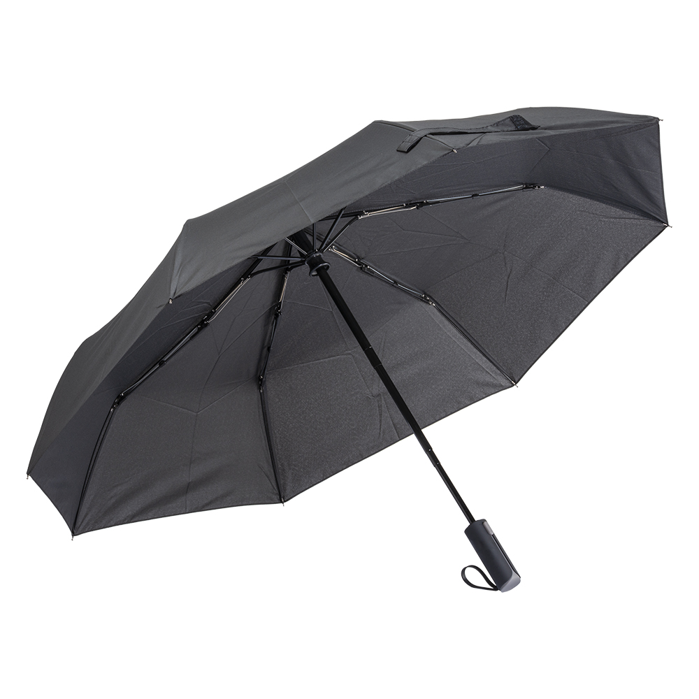 190T polyester folding umbrella with automatic opening, color-matched case Black