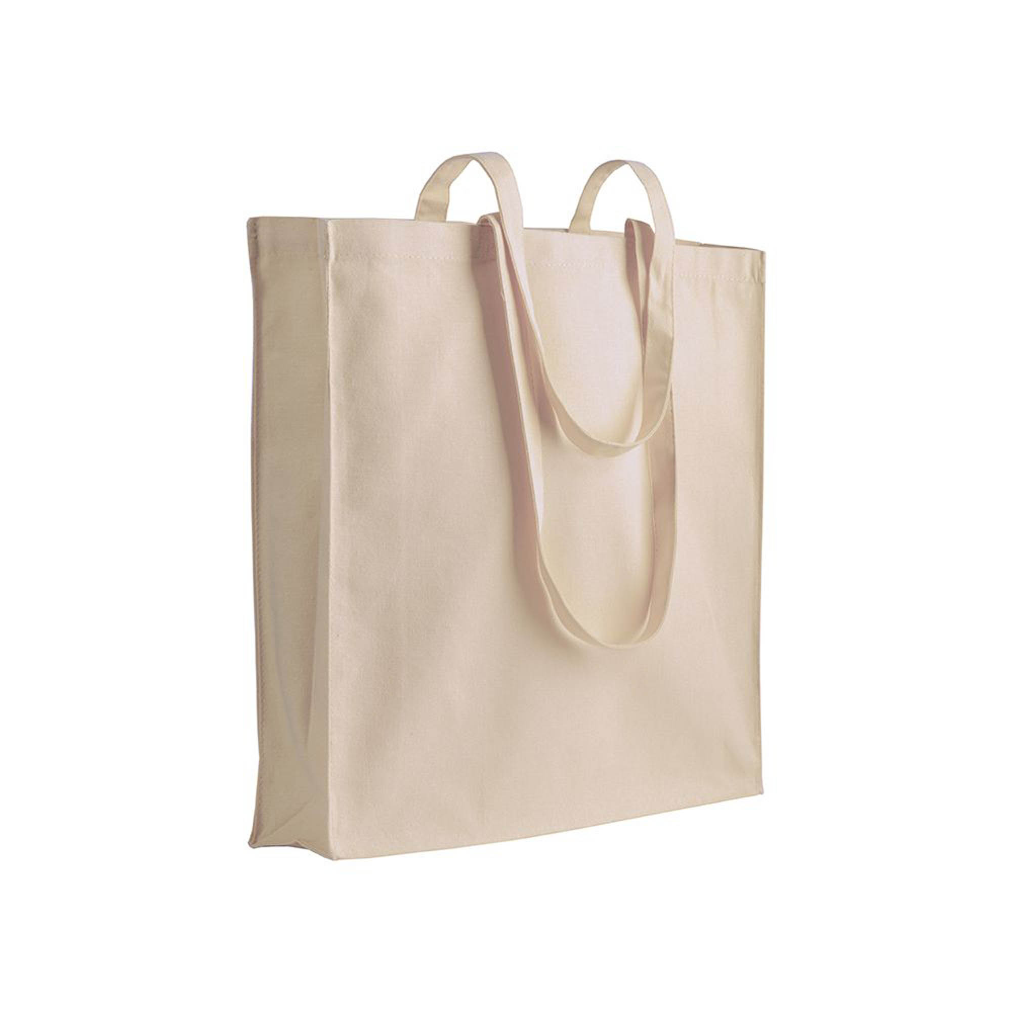 220 g/m2 cotton shopping bag, long handles and gusset Natural