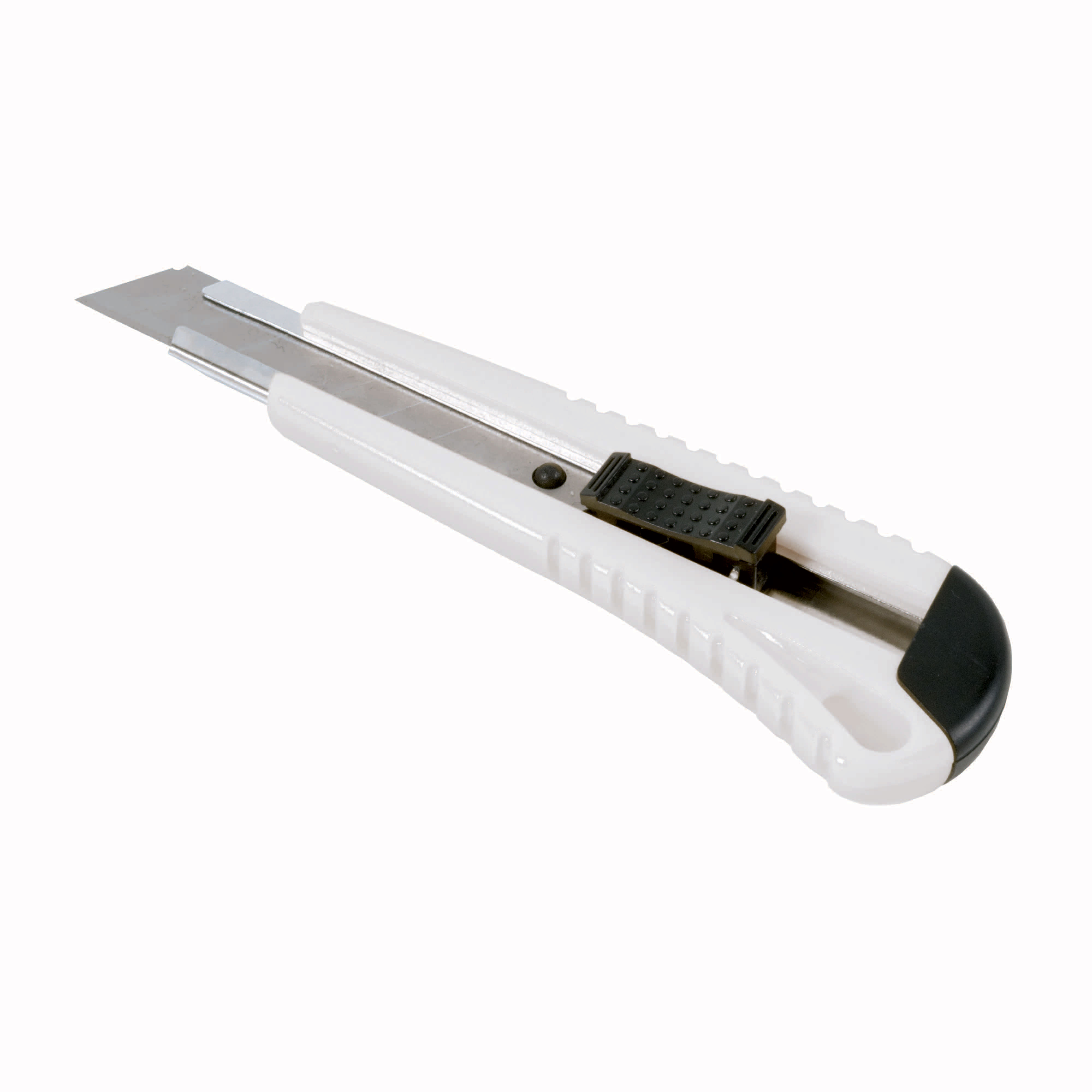ABS Stanley knife with locking mechanism, large, 2 spare blades White