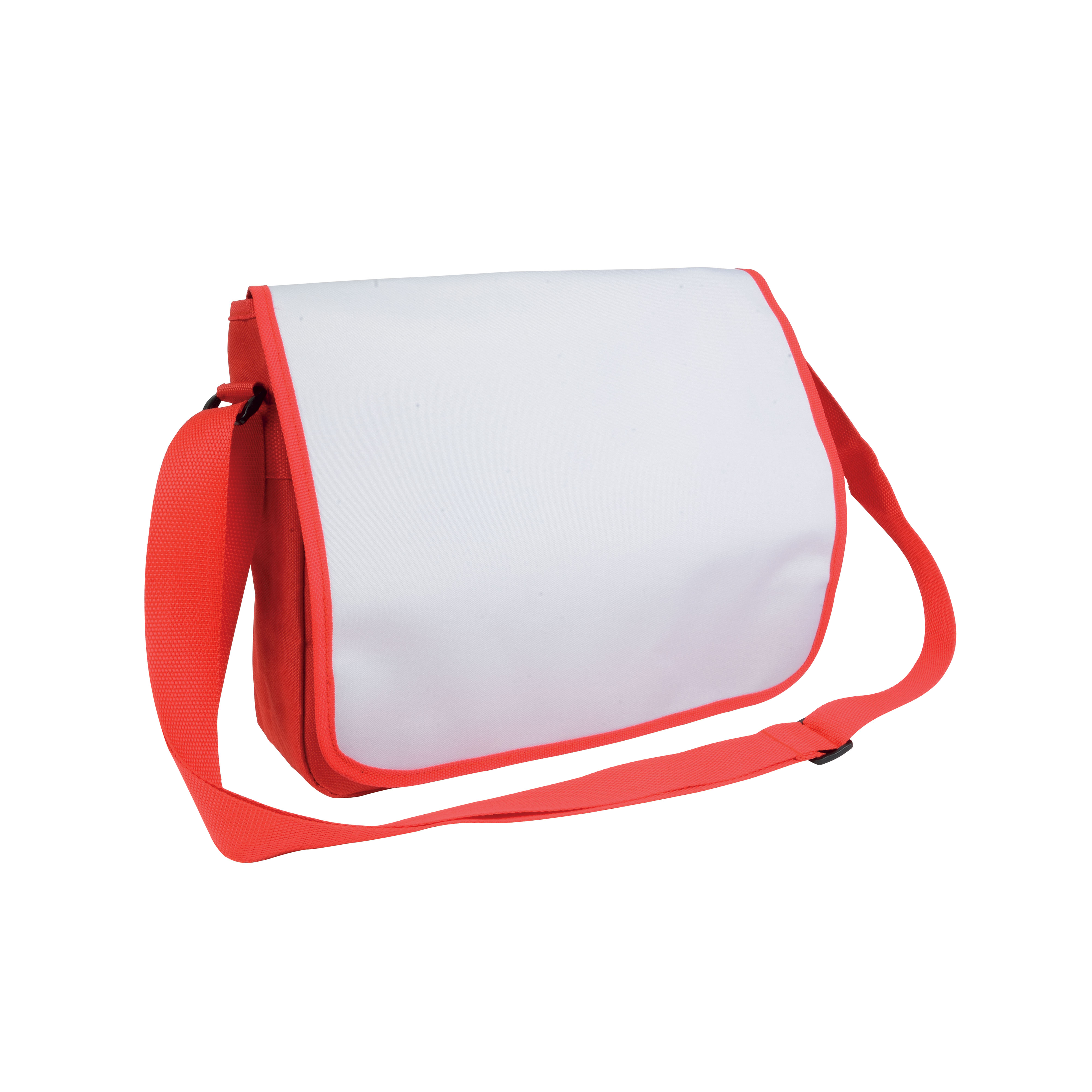 600D polyester book bag with adjustable shoulder strap and white flap Red