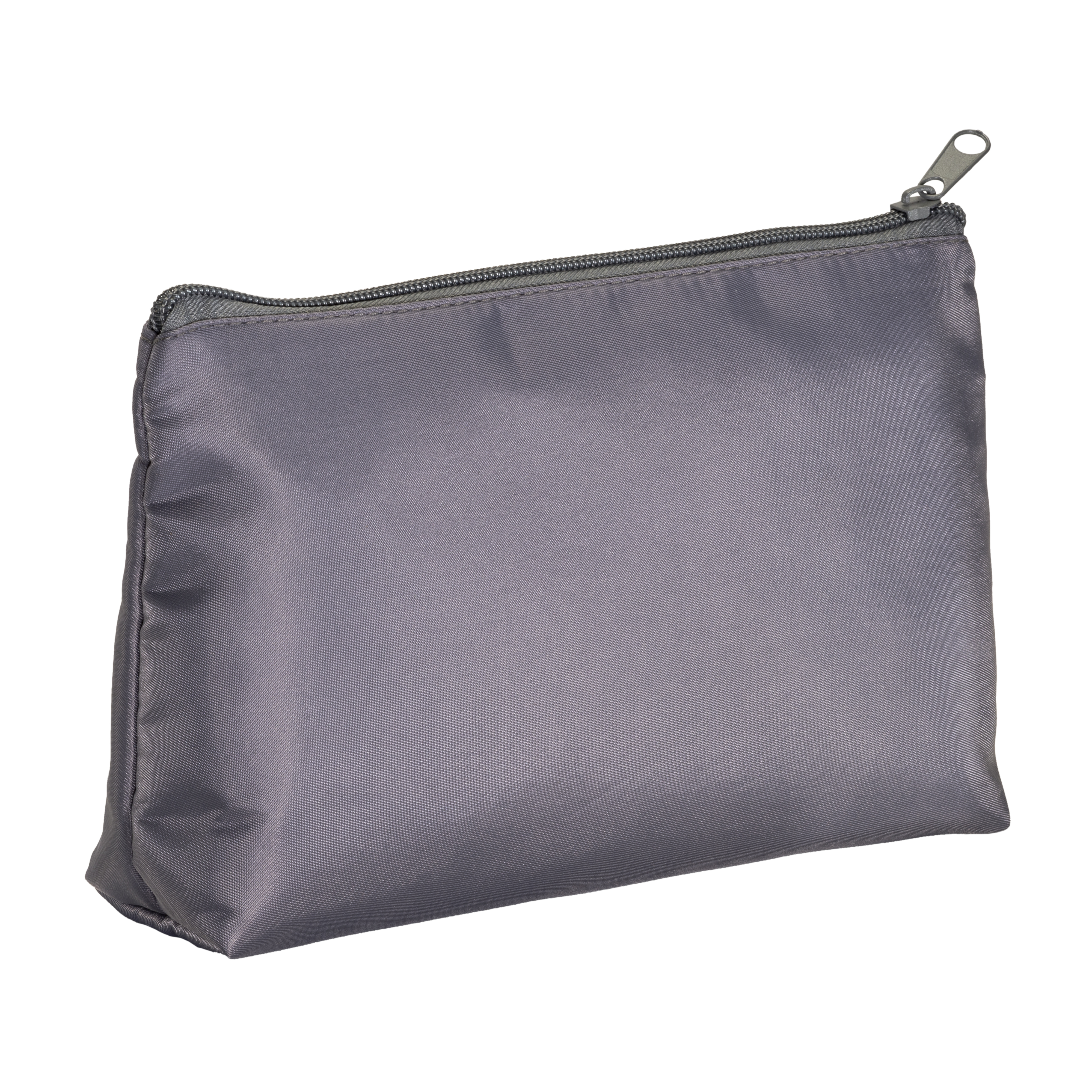 Soft polyester beauty case. Zipper closure and inner lining Grey