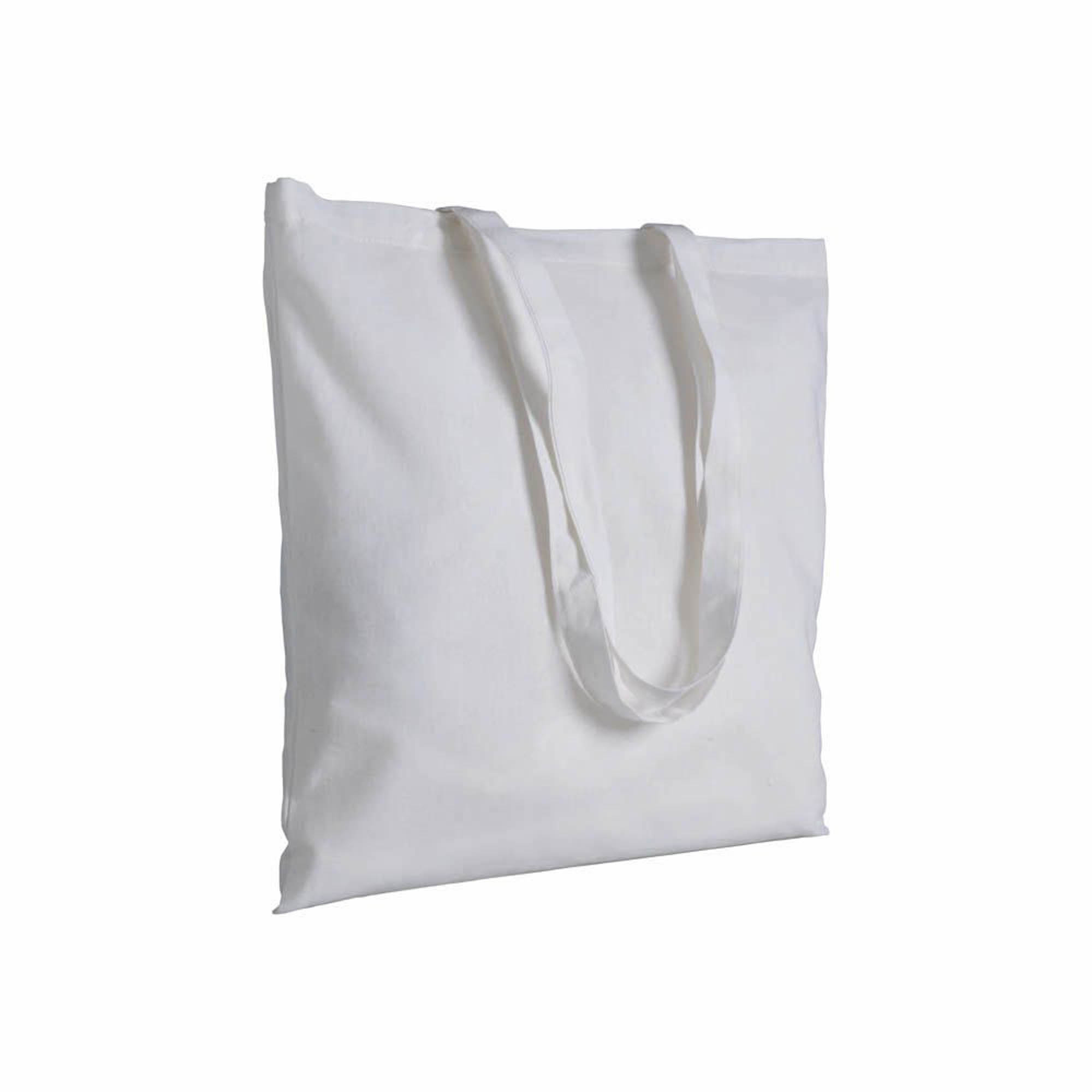 180 g/m2 cotton bag with long handles White