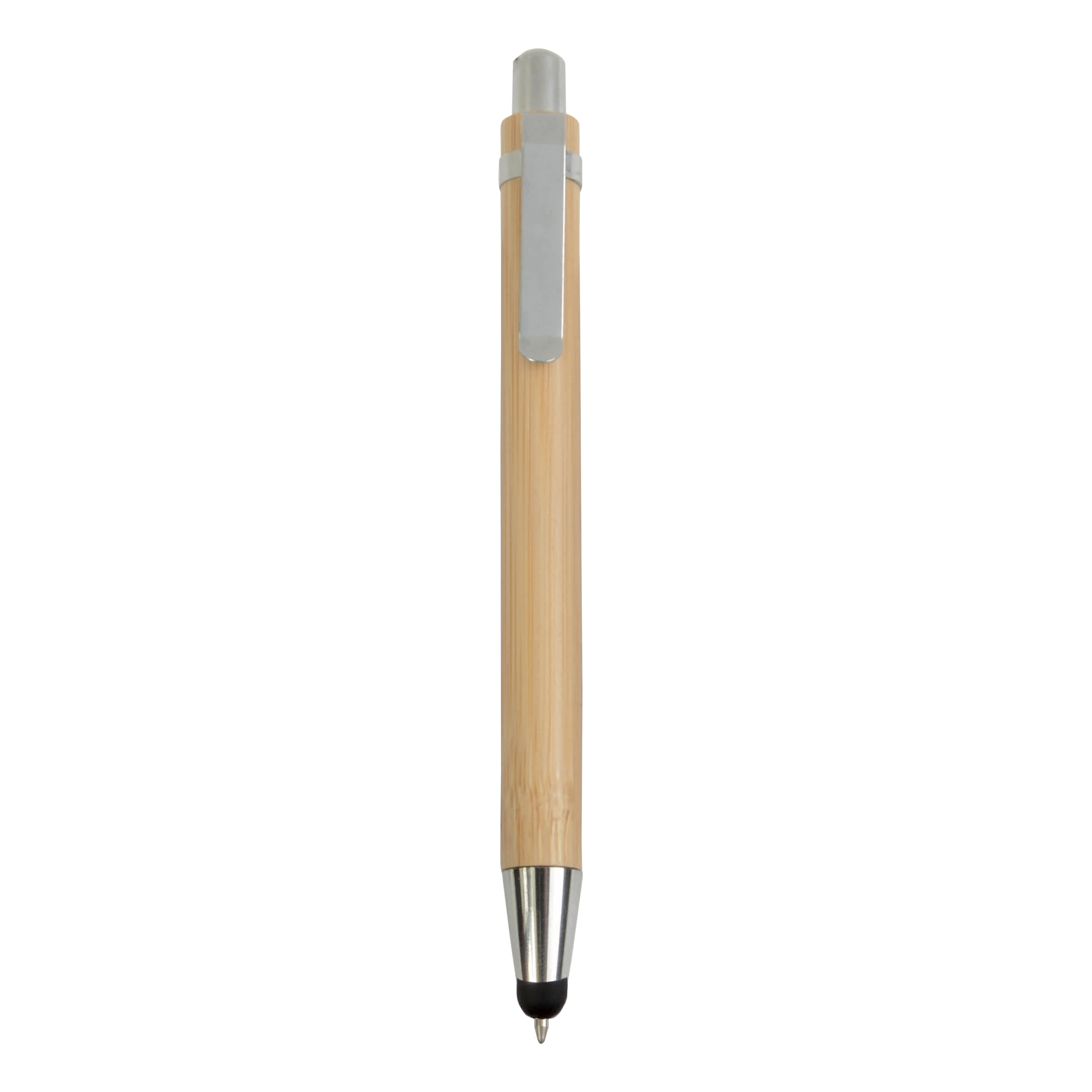 Bamboo ball pen with rubber for touch screen Natural