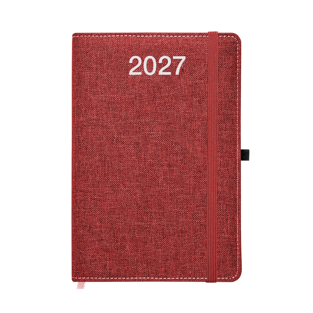 Daily Planner 2027, hardcover made of recycled PET with a mélange effect Red