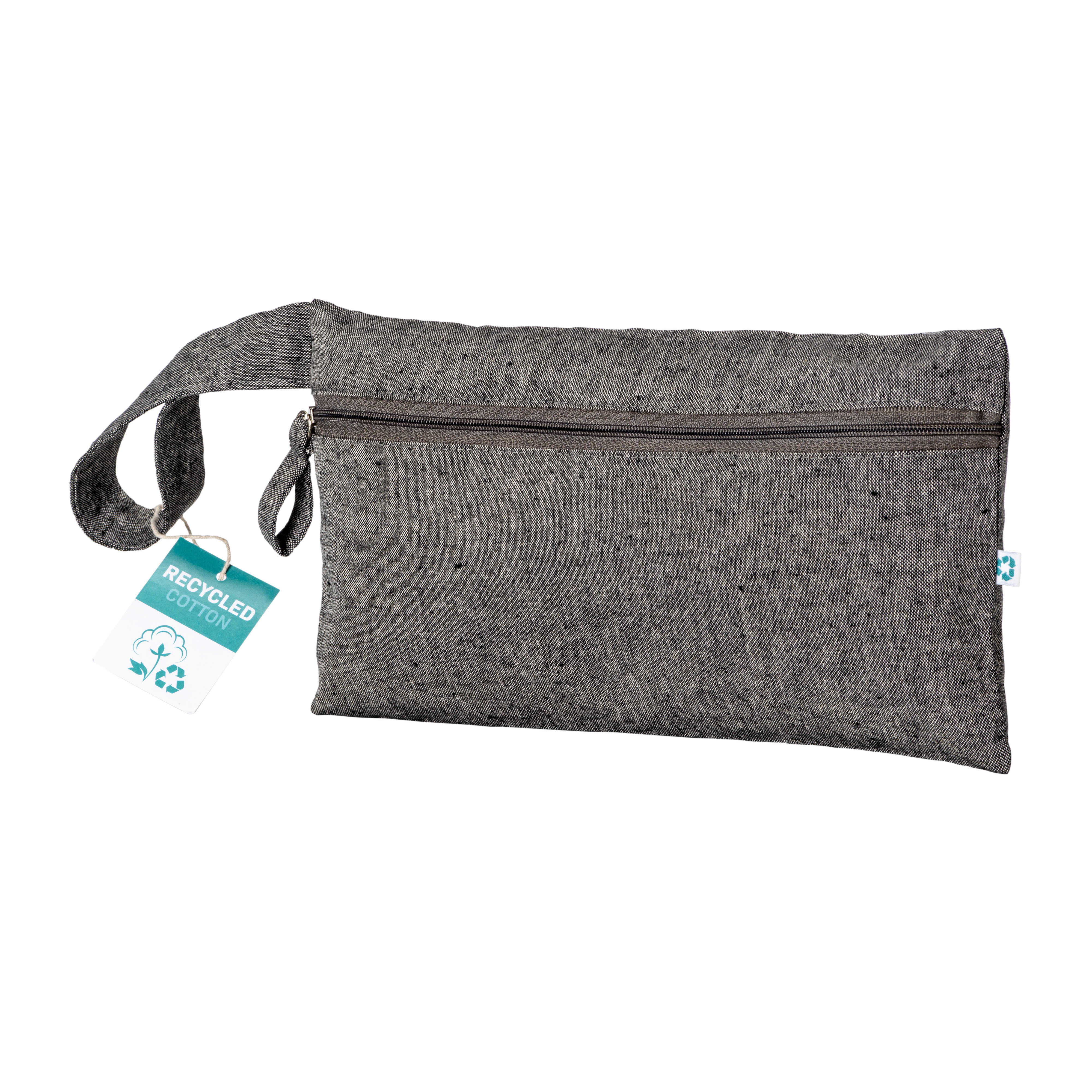 Document holder made of 180 g/m2 recycled cotton with zipper closure, GRS certified Black