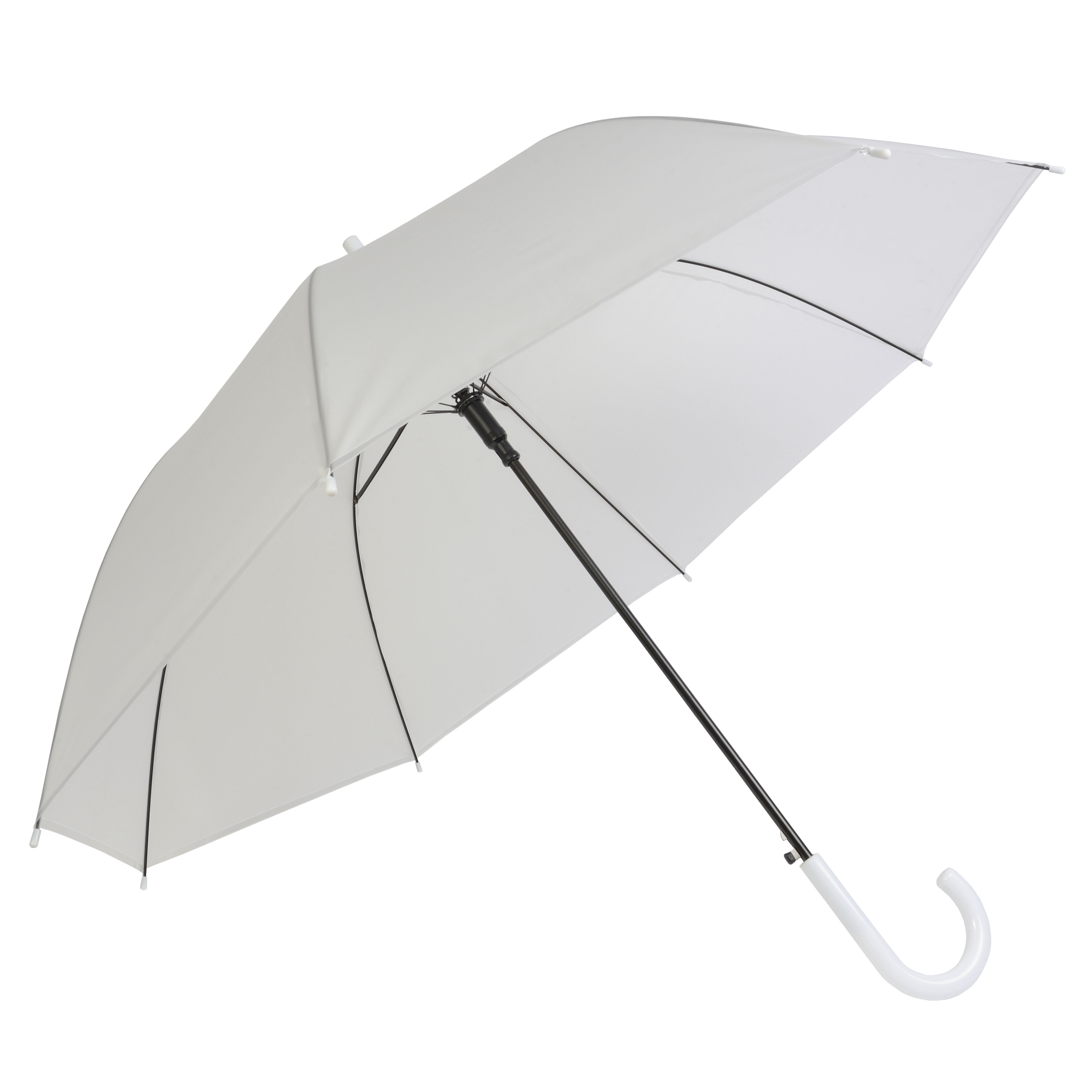 EVA automatic umbrella with metal shaft and curved plastic handle White