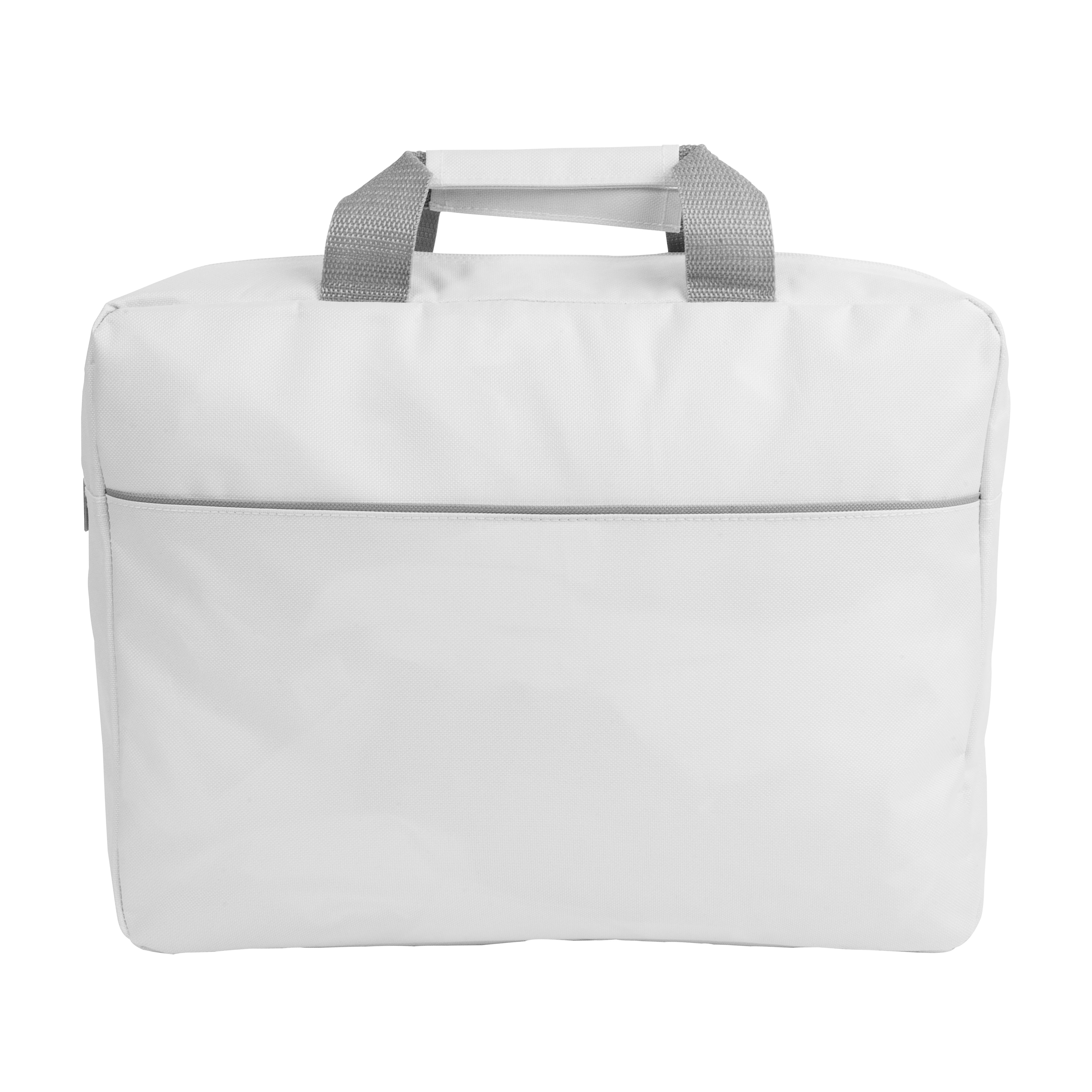 600D polyester briefcase with handle and zip closure White