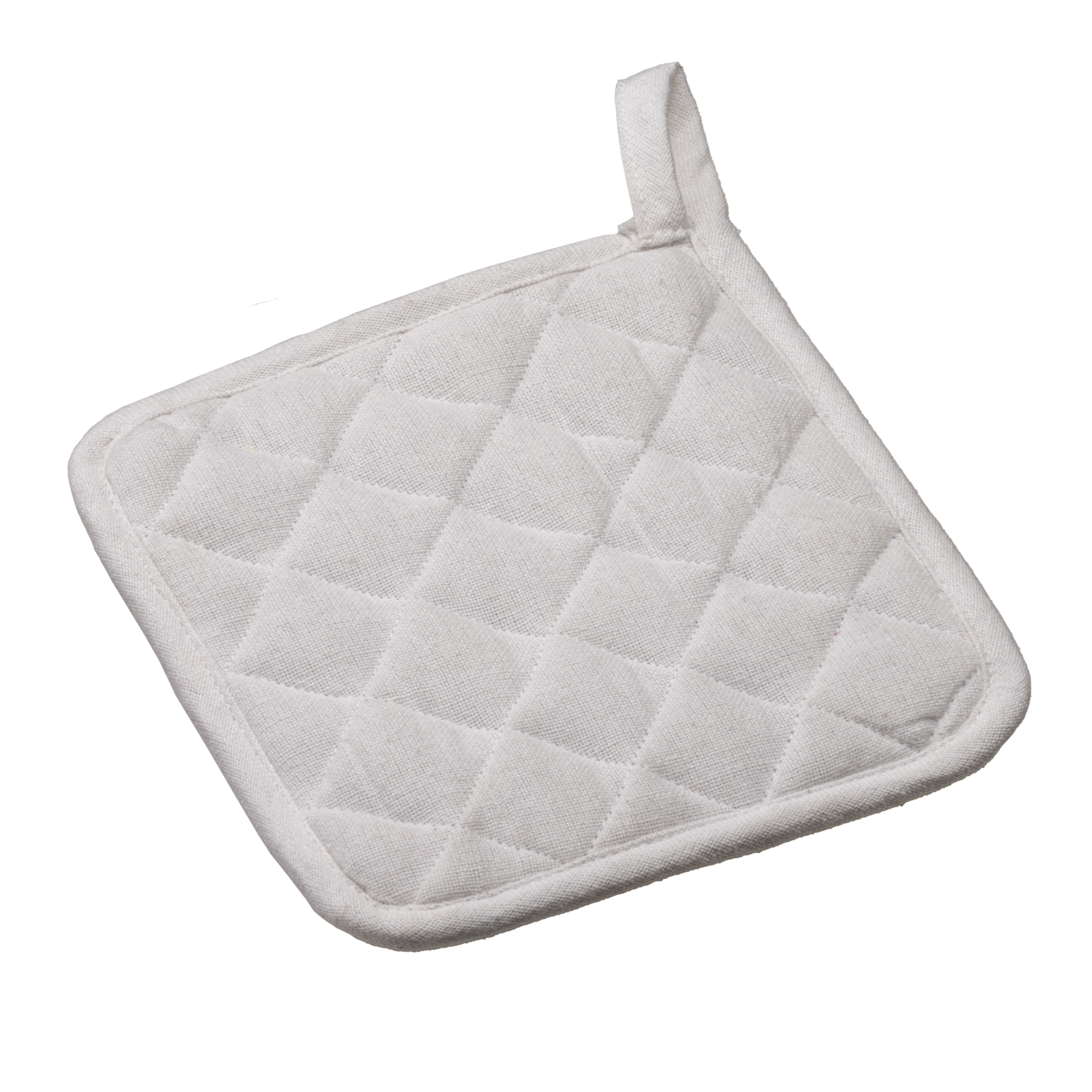 Recycled cotton kitchen pot holder  with hooking loop White