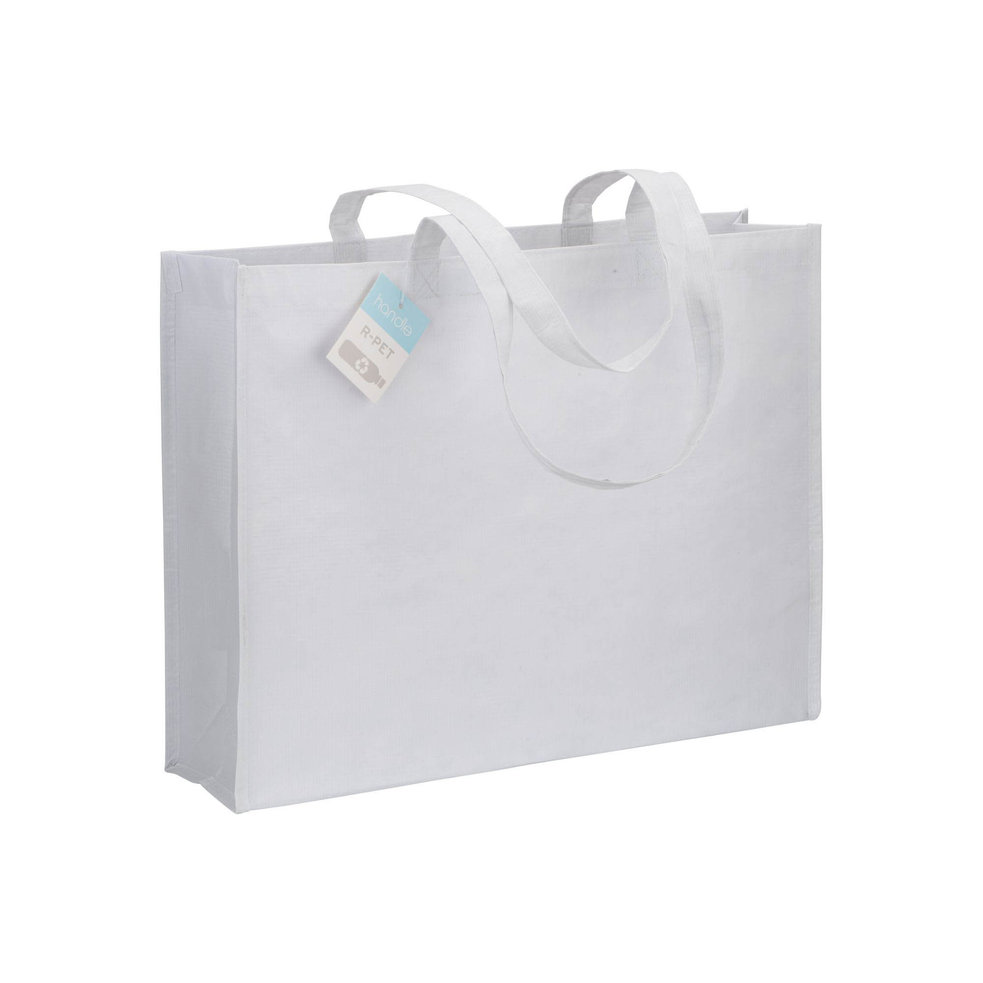 R-Pet (recycled plastic) shopper with gusset, longue handle White