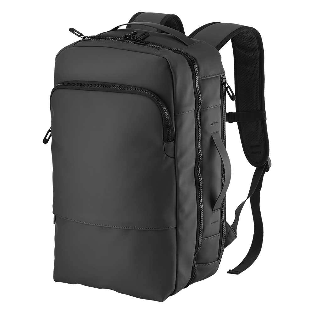 Backpack / travel suitcase with laptop holder (15) in soft, water-resistant PU Black