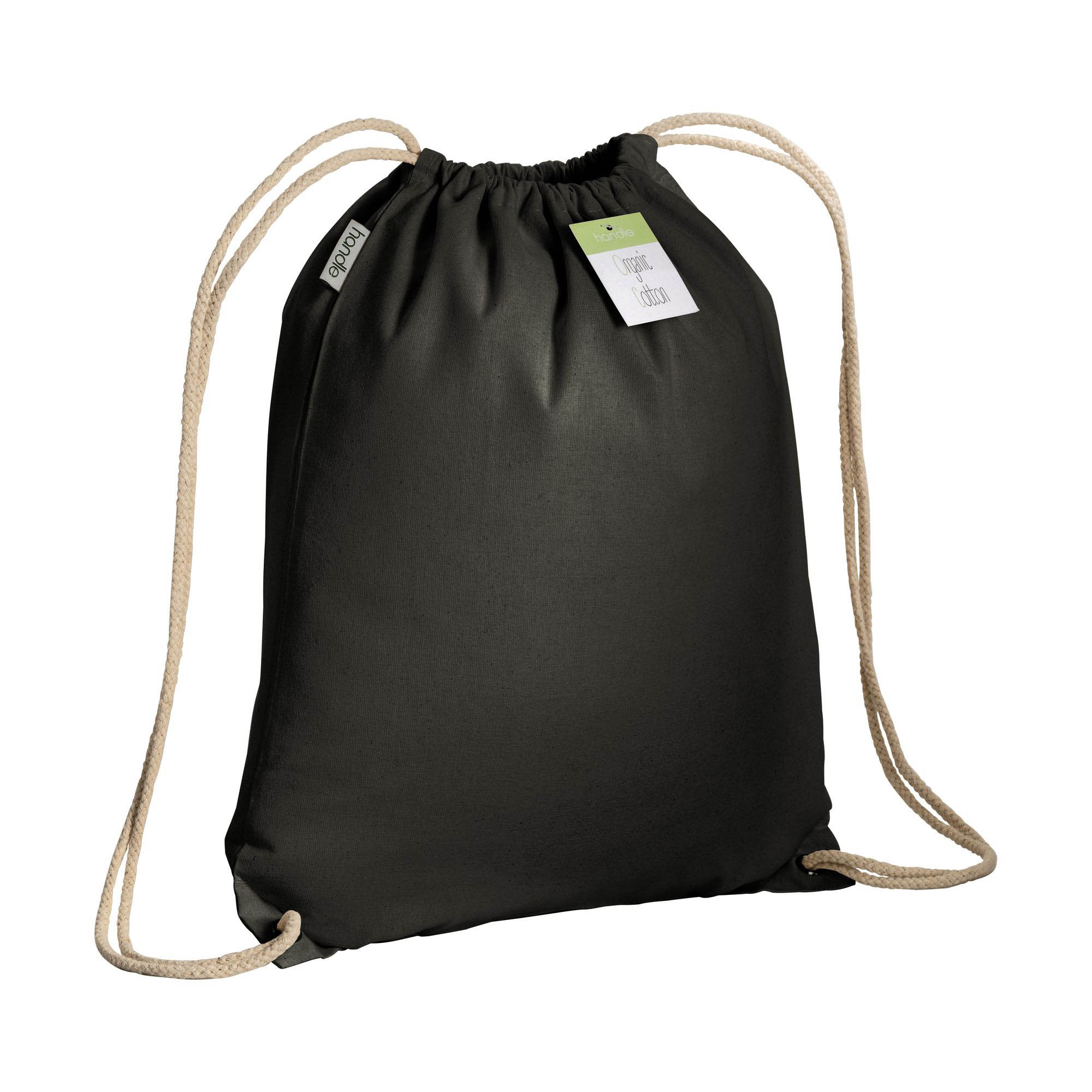 Organic cotton drawstring bag with reinforced corners Black