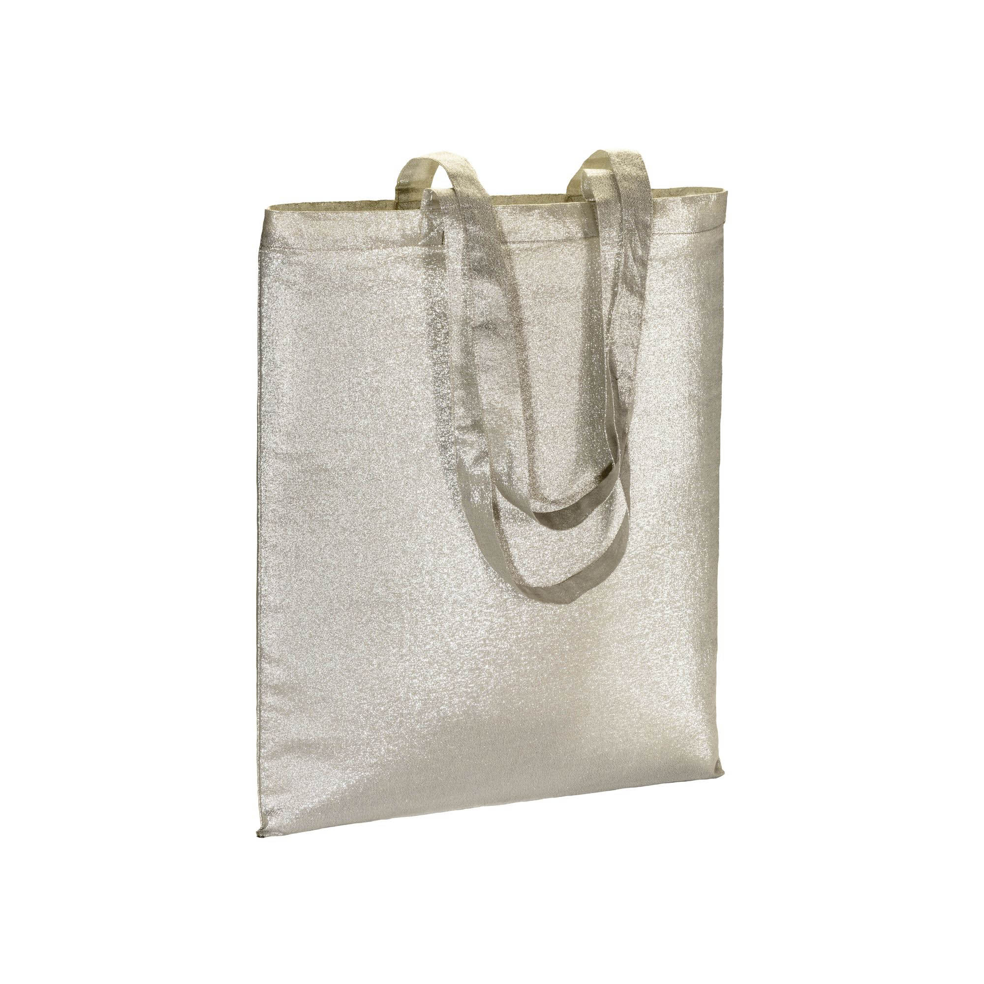 90 g/m2 bright polycotton shopper, long handles Silver