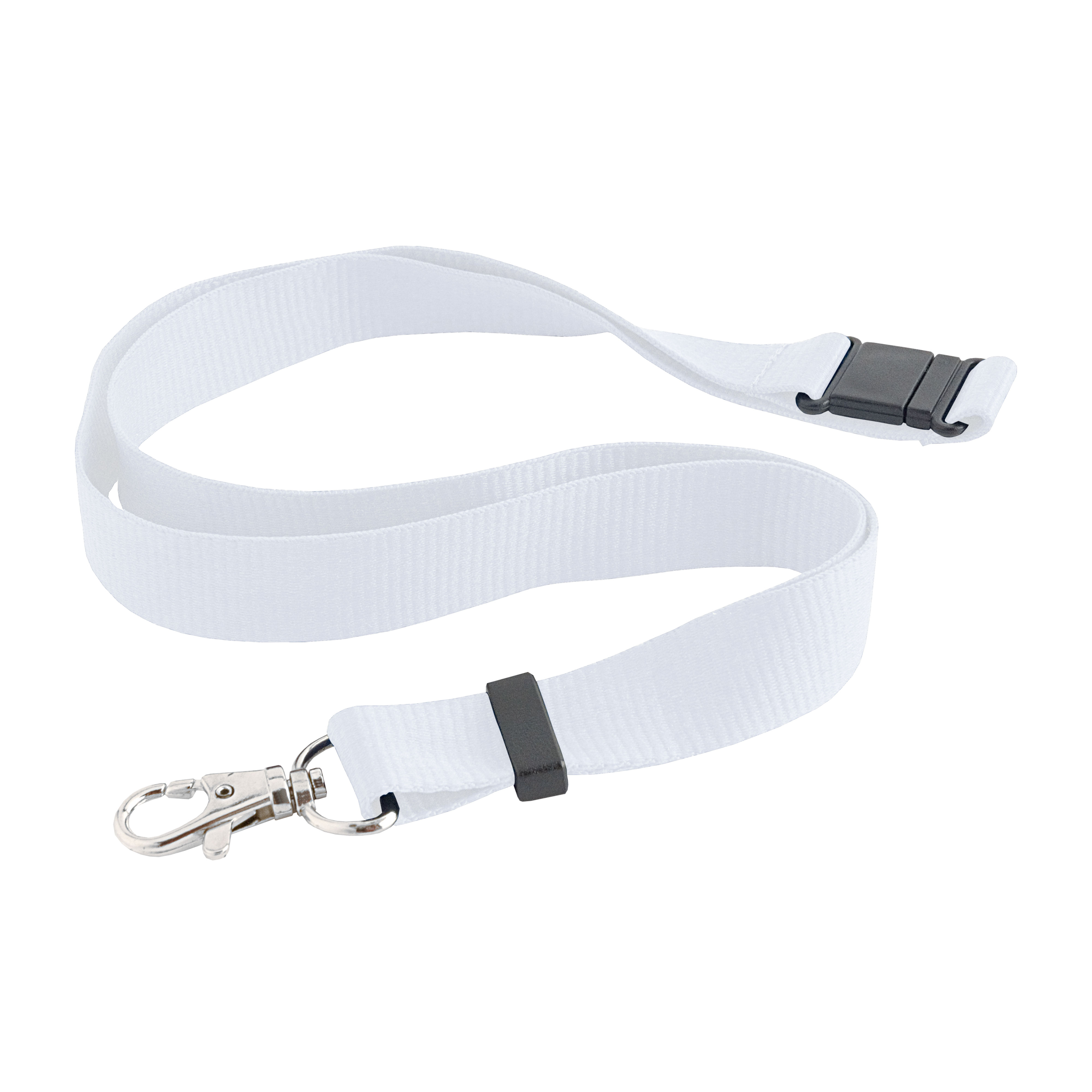 Lanyard with snap hook and safety release clasp White