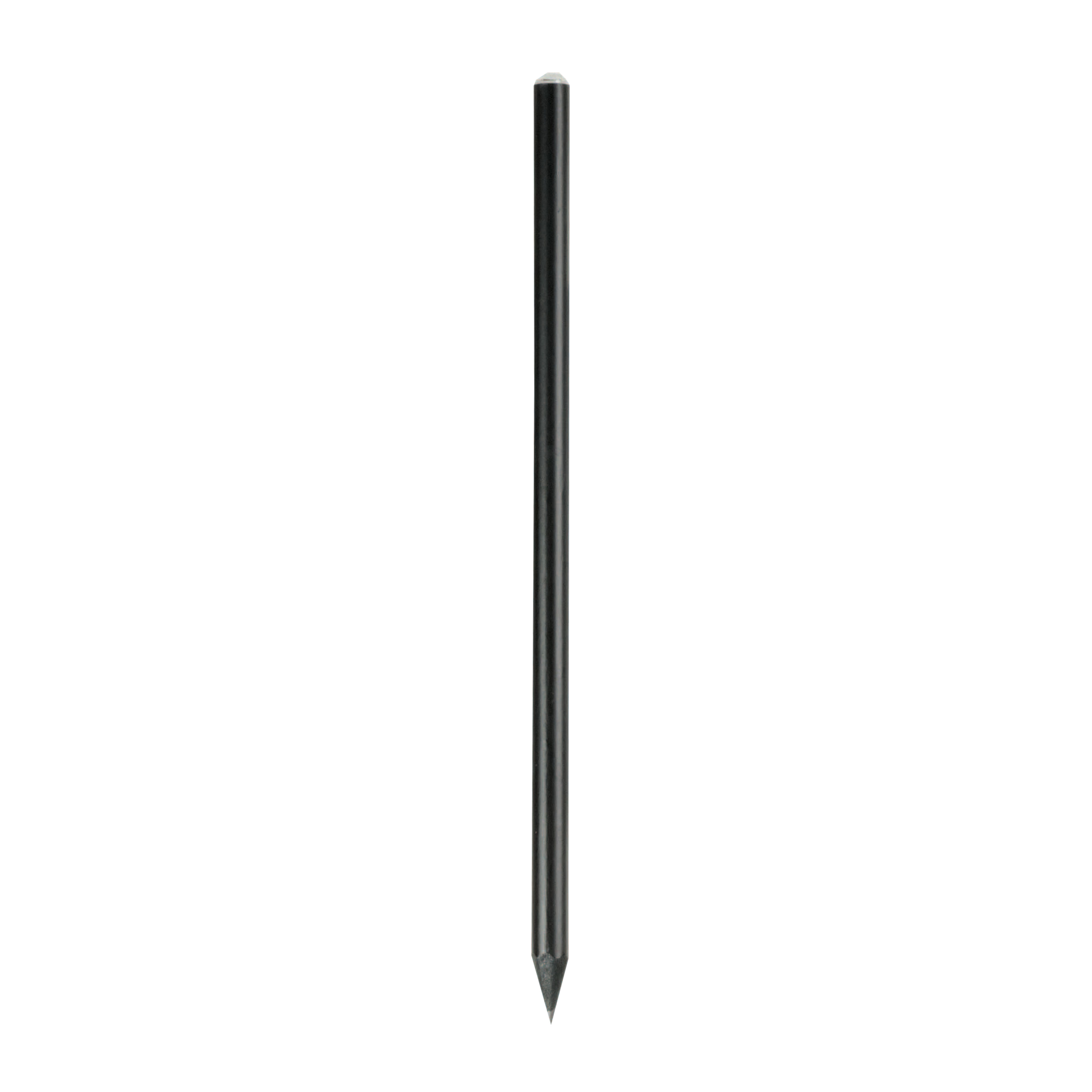 Black wooden pencil with graphite lead, black wood, cylindrical cross-section White
