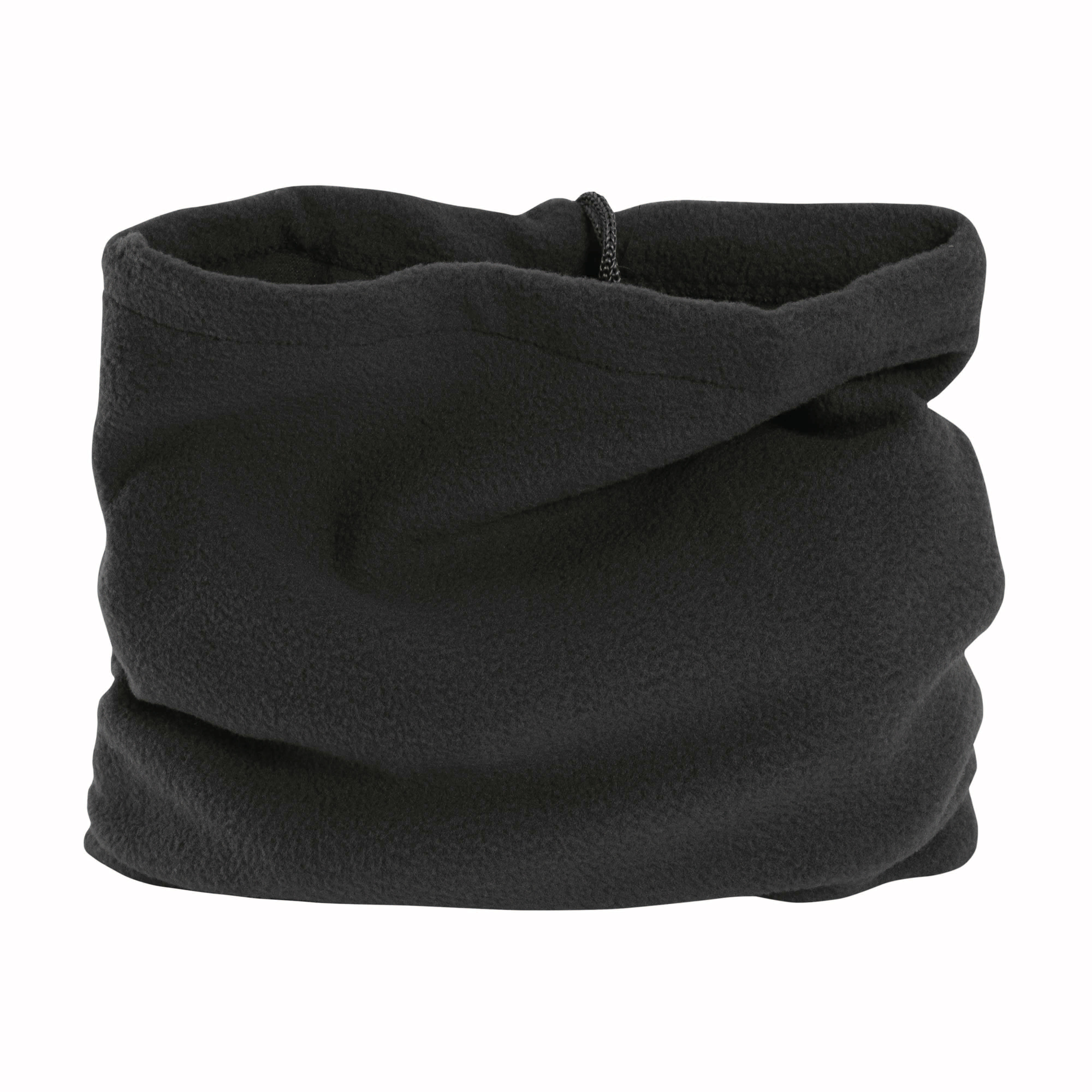 Fleece snood/beanie with adjustable drawstring Black