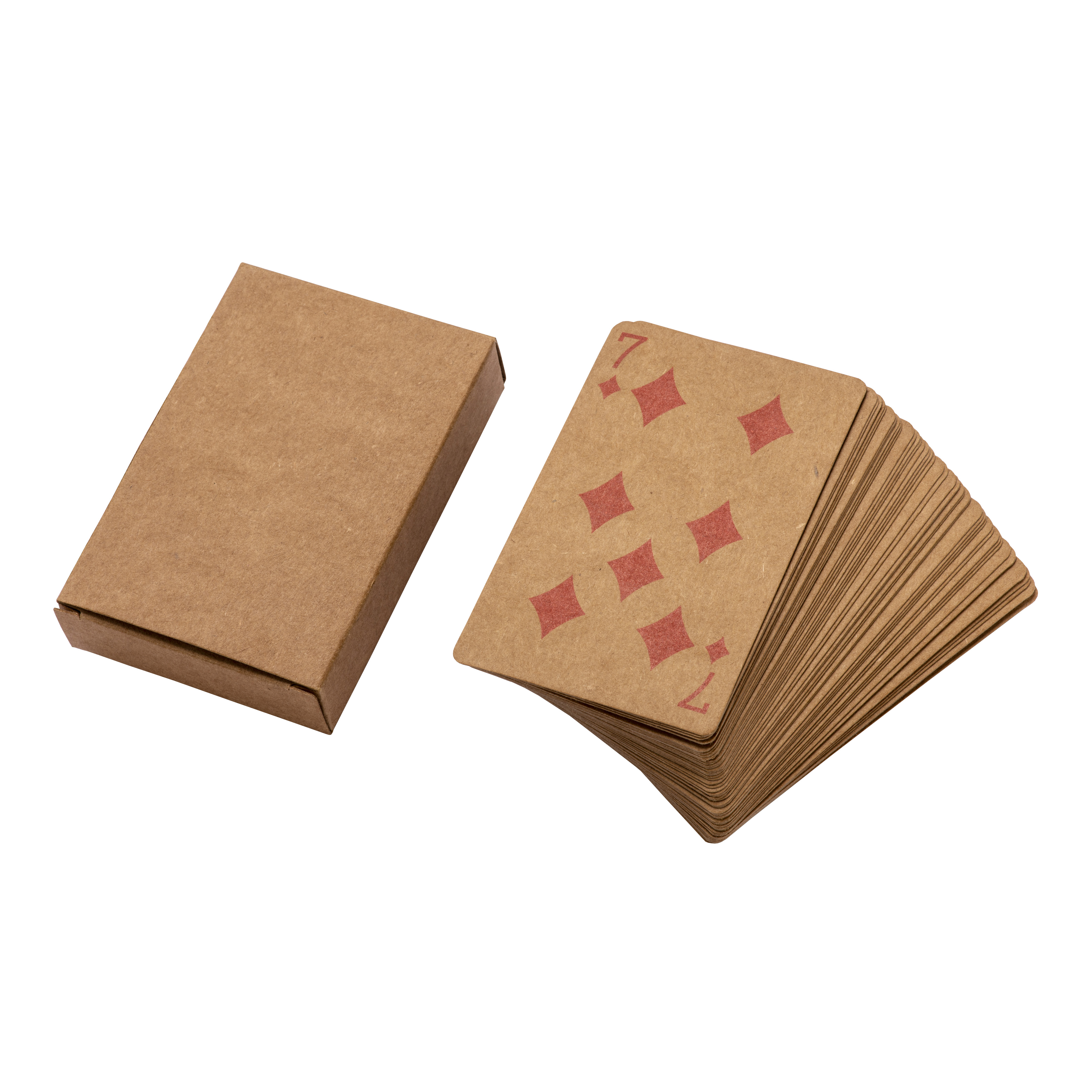 Deck of 54 playing cards in single box, in recycled paper Natural