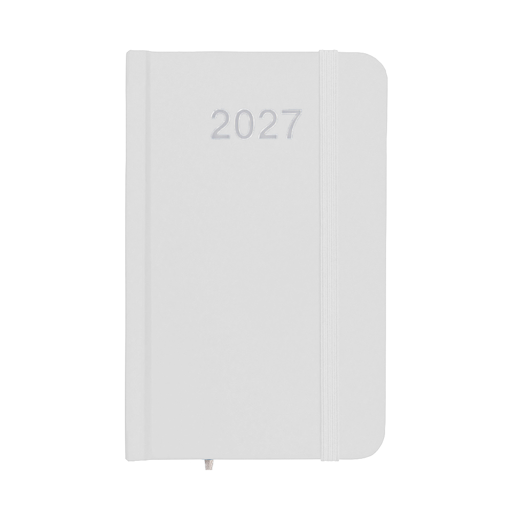 Weekly pocket diary 2027, laminated cardboard hardcover White
