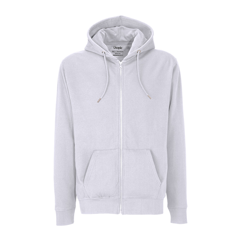 Unisex zip-up hoodie in regenerated cotton and polyester 280 g/m2 White L