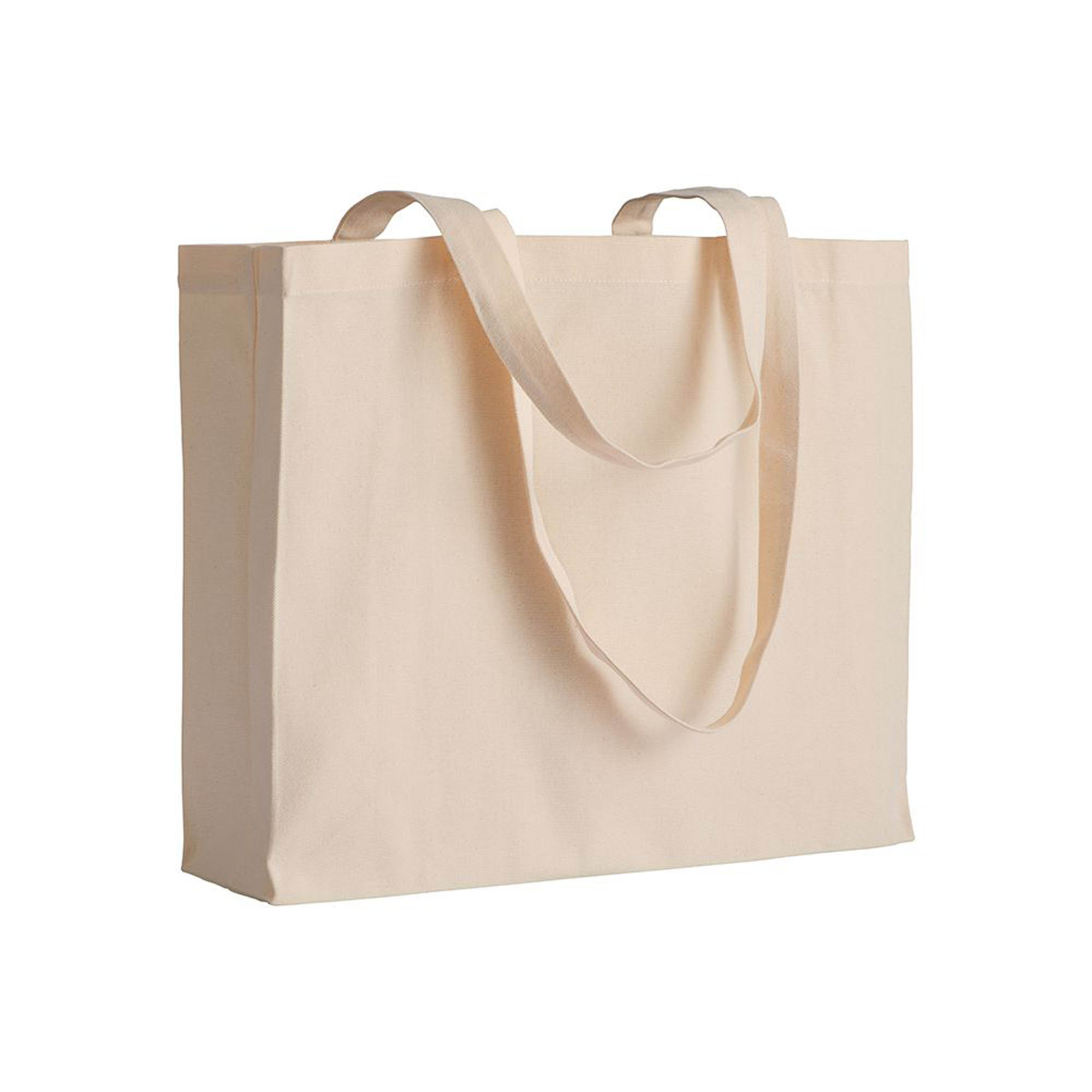 200 g/m2 cotton shopping bag, long handles and gusset Natural