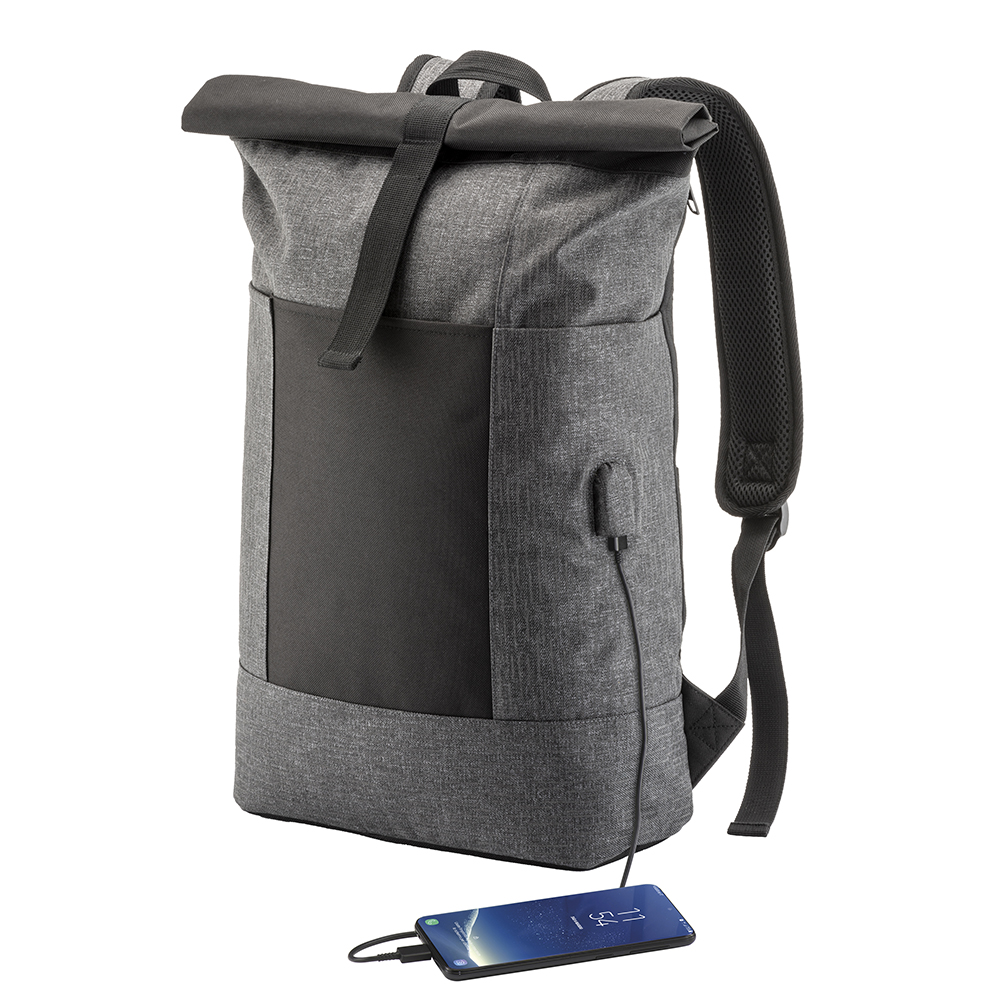 Laptop backpack in reflective polyester Grey