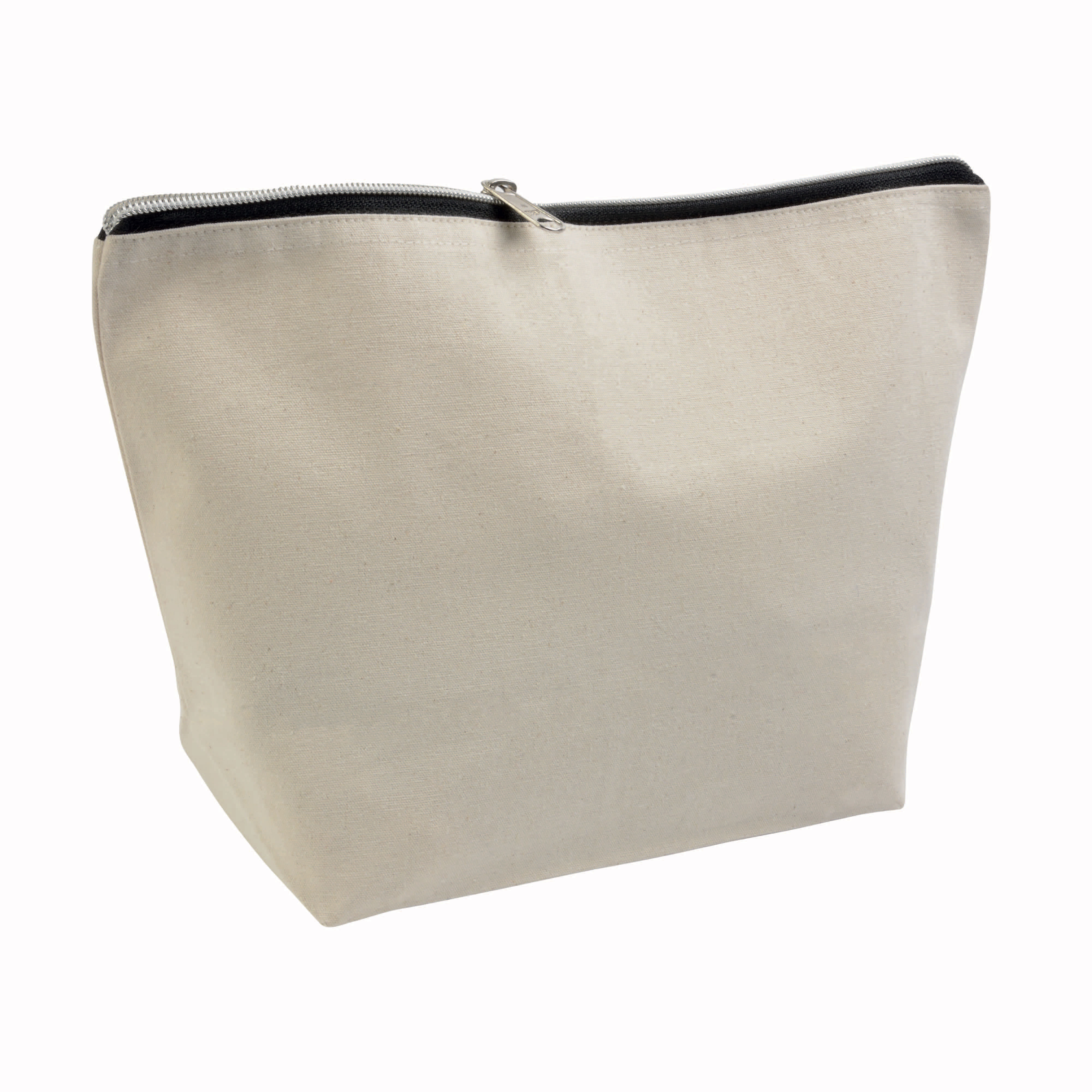 Brushed cotton beauty case 10 oz with zipper Natural
