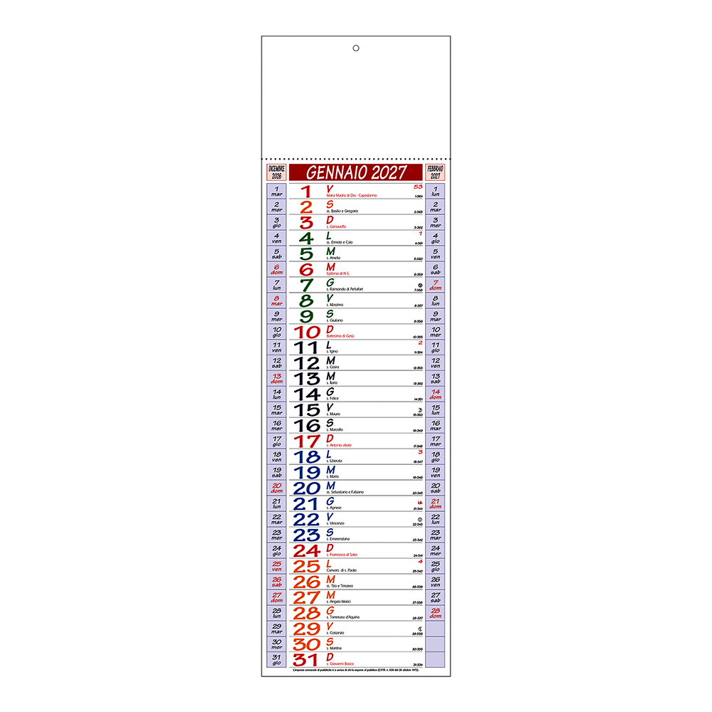 2027 wall calendar, monthly, multicolour, 12 sheets on coated paper, heat-sealed Multicolor
