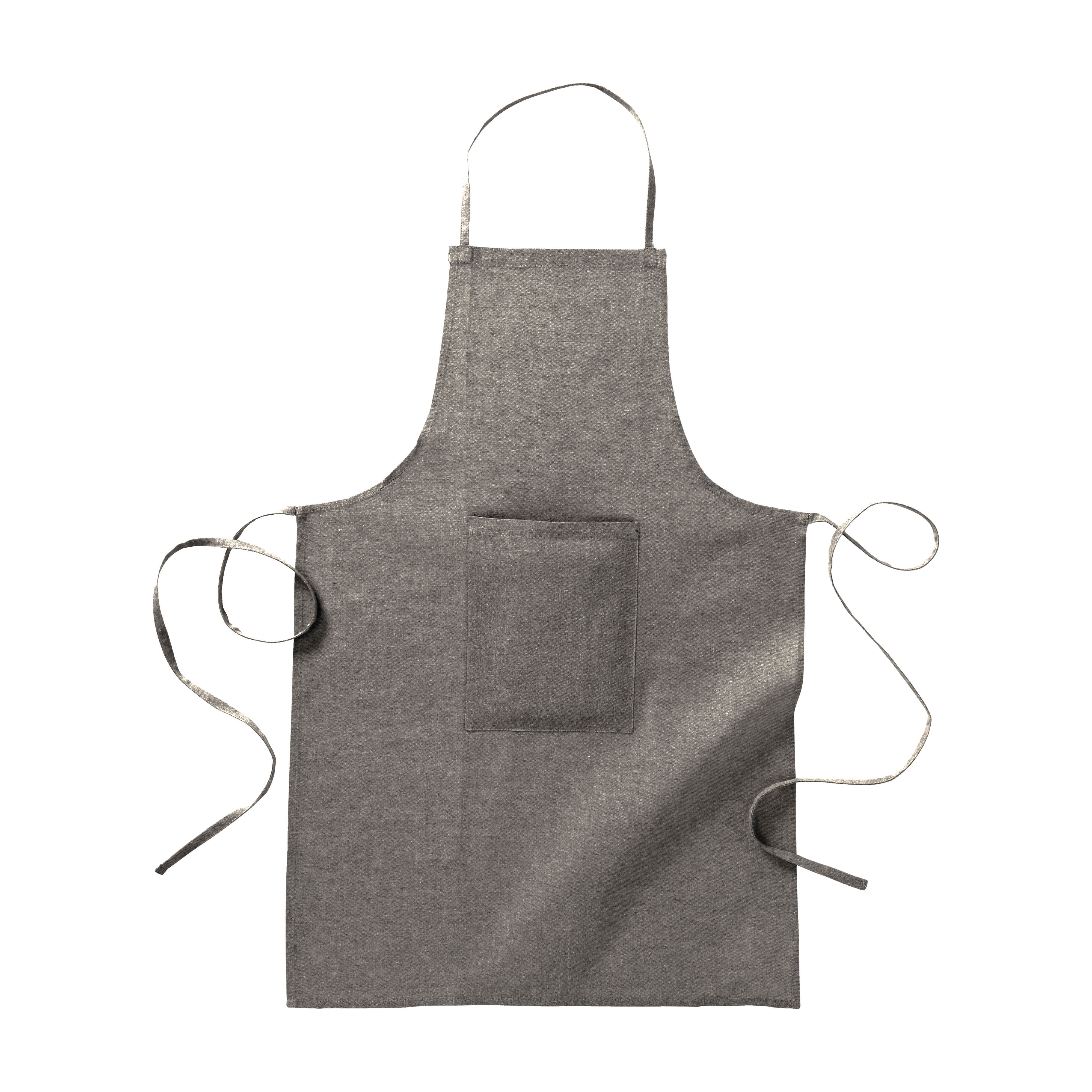 Long apron 100 % recycled cotton, with front pocket Black