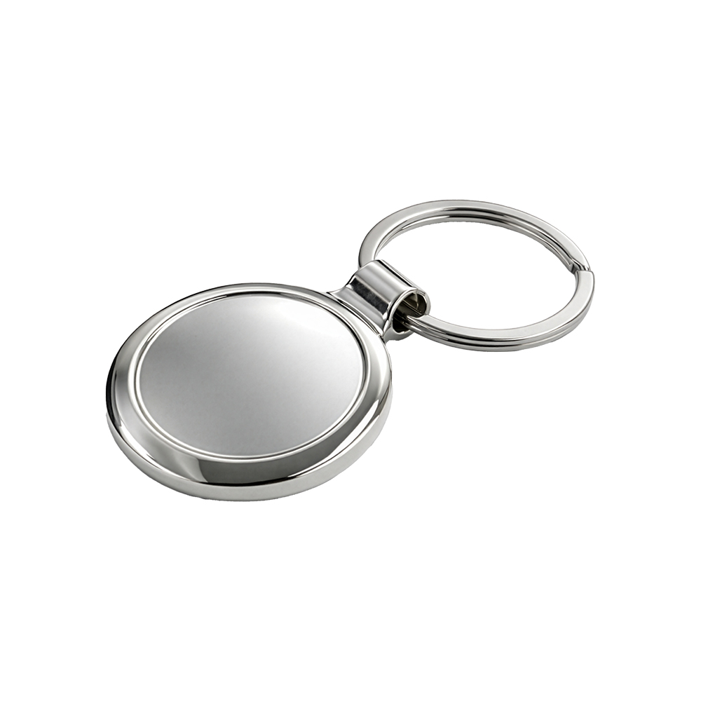Round metal key ring in a black box, customisable also with resin logo Silver