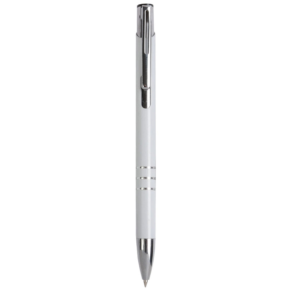 Metal snap pen with 3-ring decoration and chromed details White