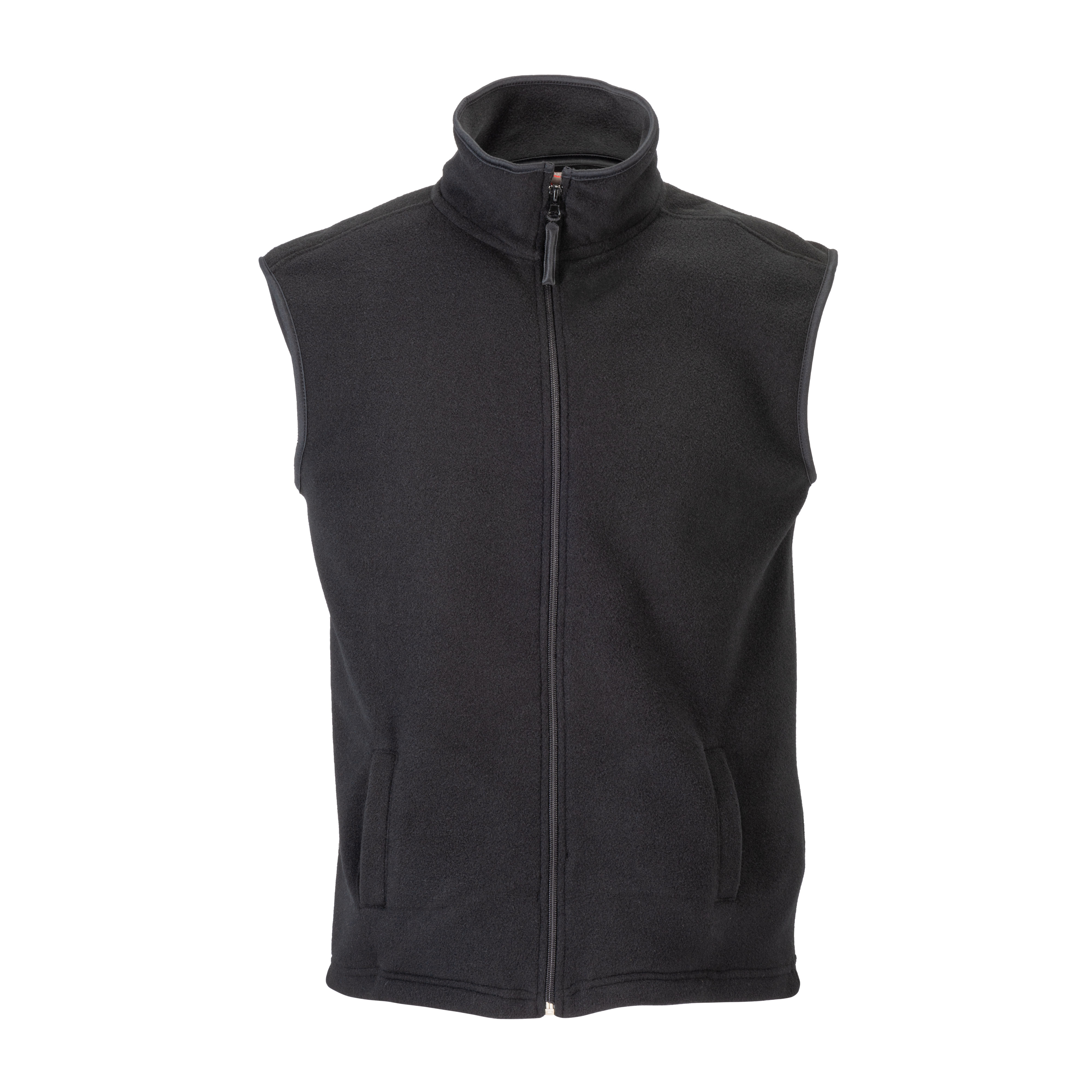 Fleece (180 g/m2) vest with zip and 2 side pockets. Sizes: S/M/L/XL/XXL Black L