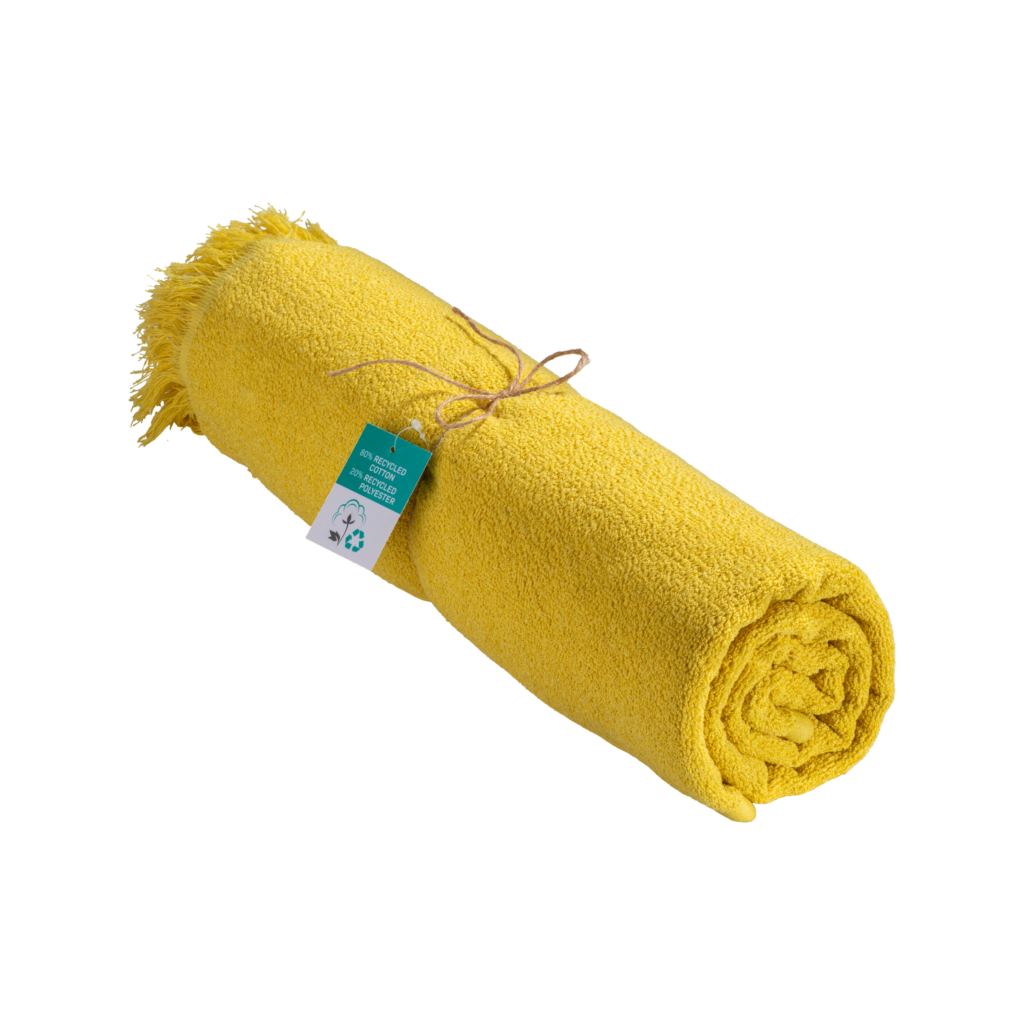 360 g/m2 recycled cotton fringed beach towel/Fouta Yellow