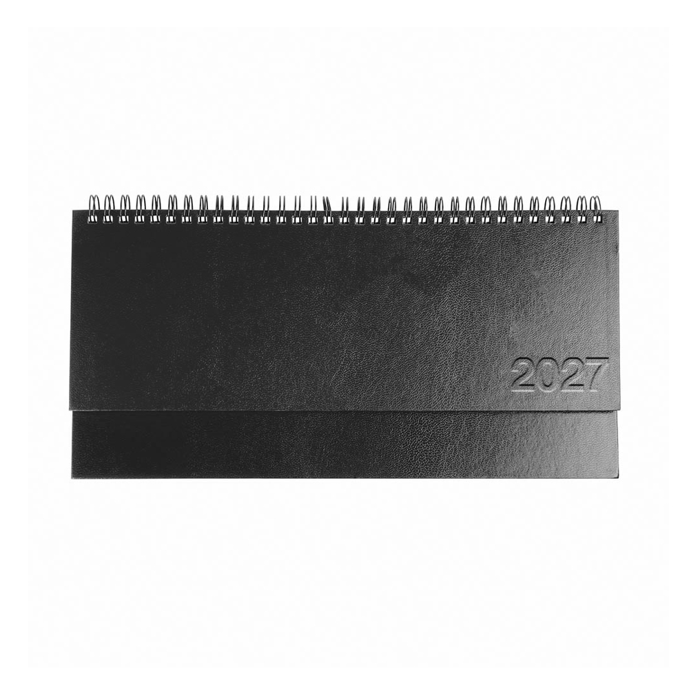 2027 weekly desk diary with laminated cardboard cover Black