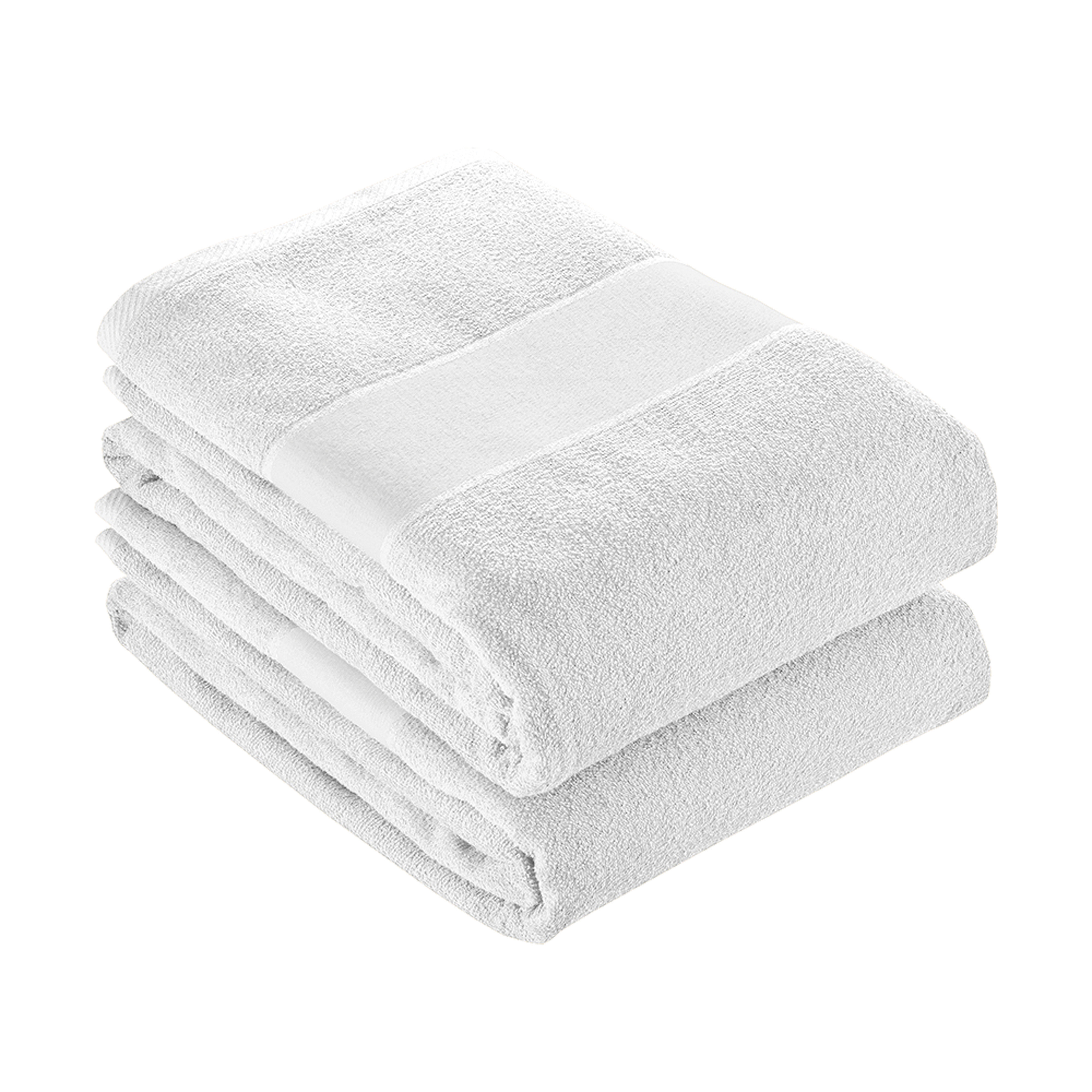 Cotton towel with band printable White