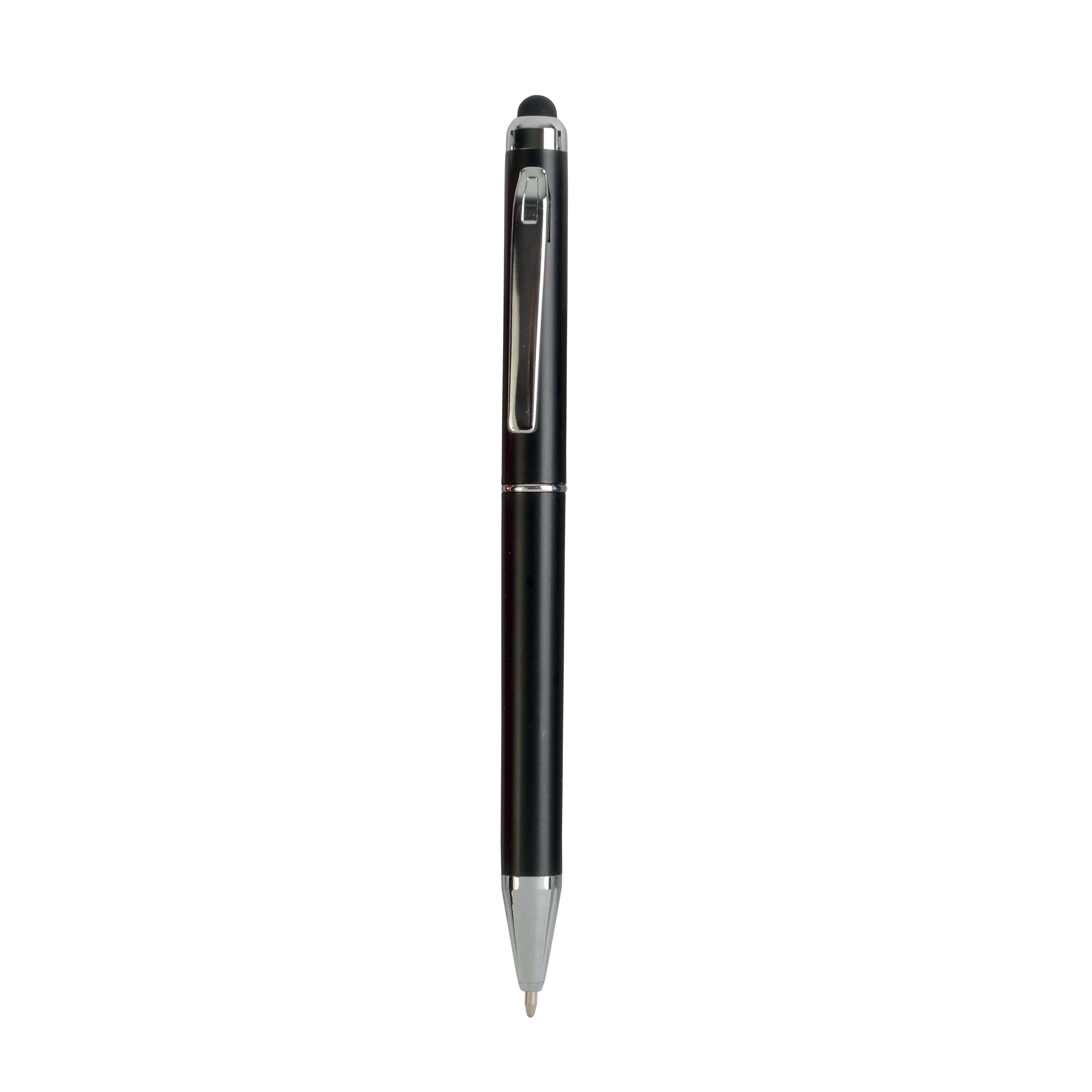 Plastic twist pen with touchscreen rubber tip Black