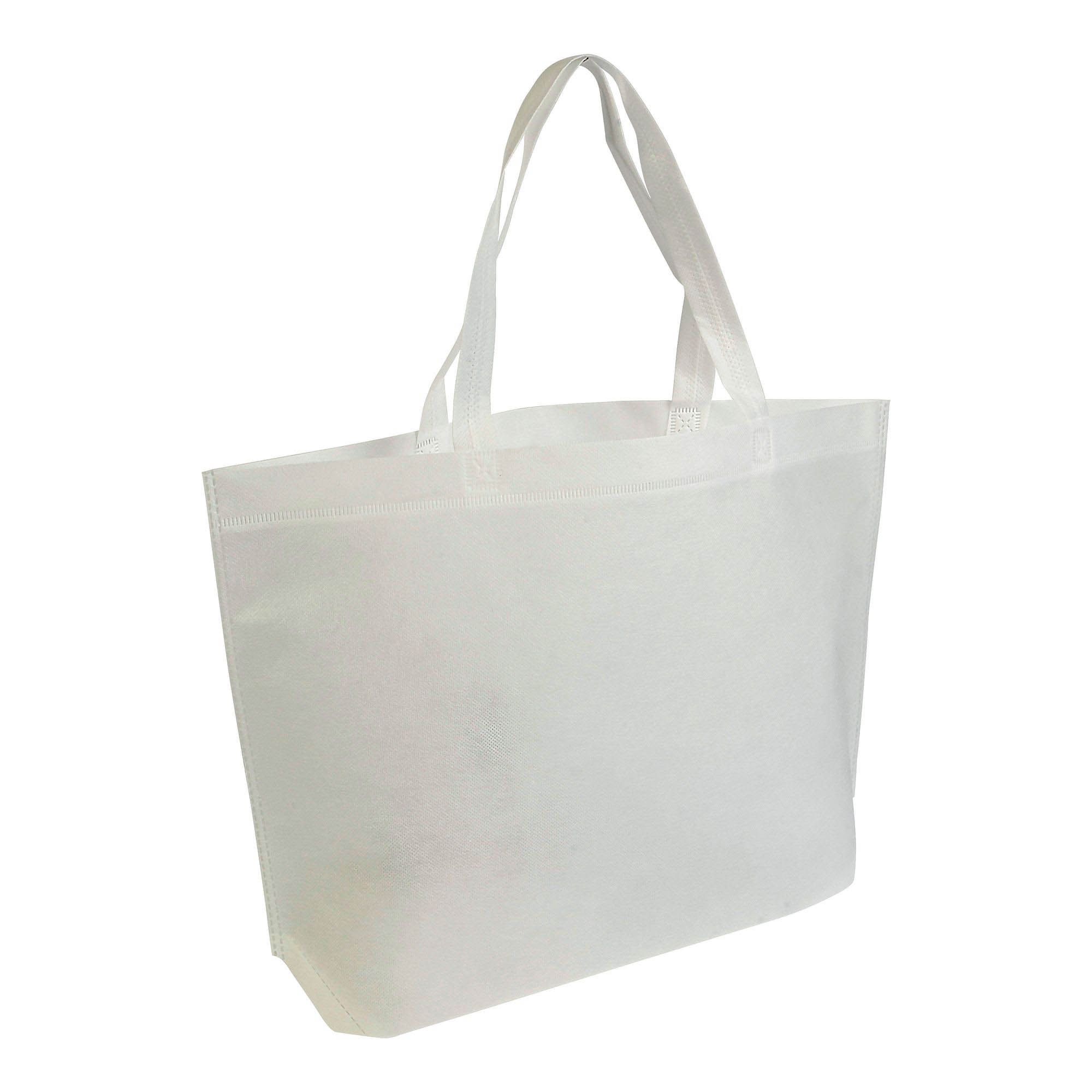 Non-woven thermowelved shopping bag with gusset to the bottom White