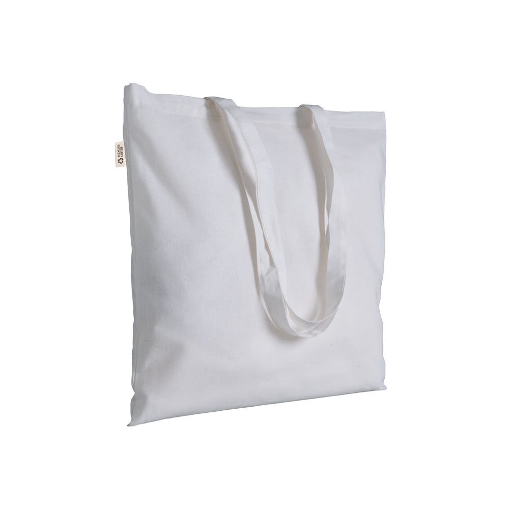 Plain-coloured shopper bag in 140 g/m2 recycled cotton. GRS certified White