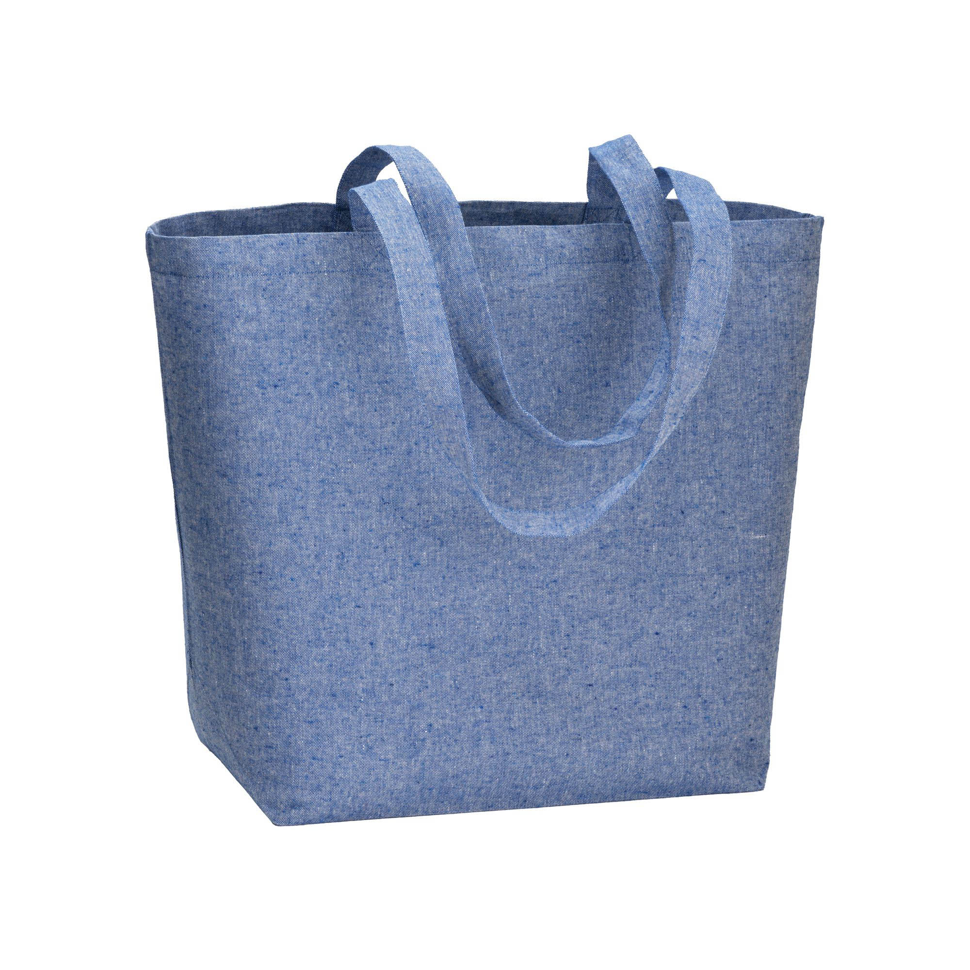 120 g/m2 recycled cotton shopper with PP inner coating, long handles and gusset Royal