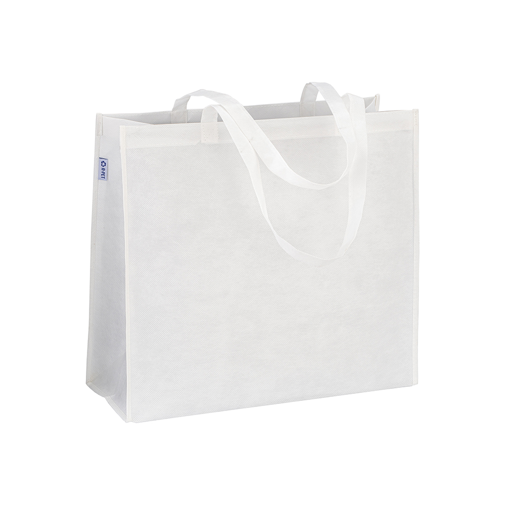 80g/m2 R-pet shopping bag with  long handles and gusset White