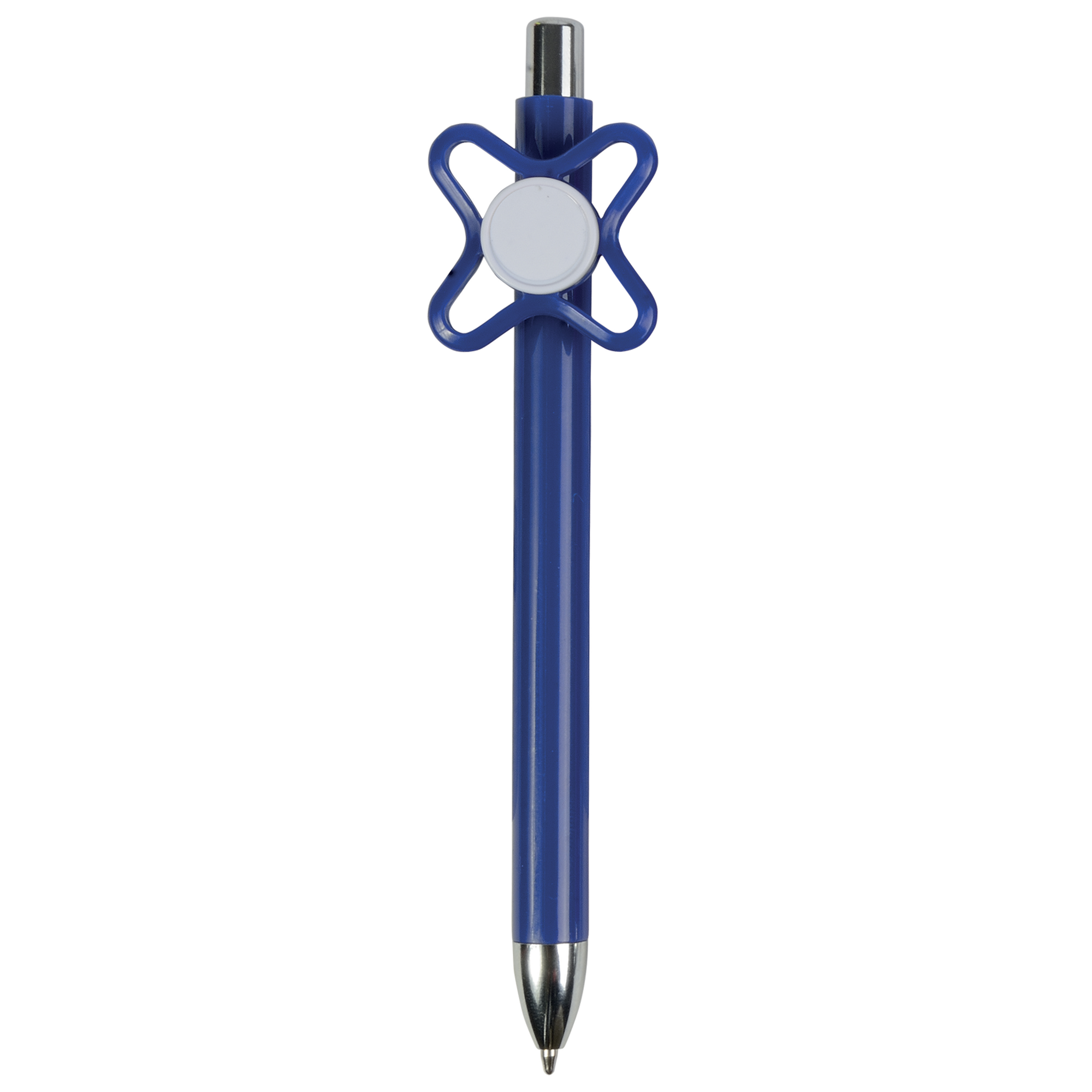 Coloured plastic snap pen with coloured spinner. Centre of the spinner to be customised Royal